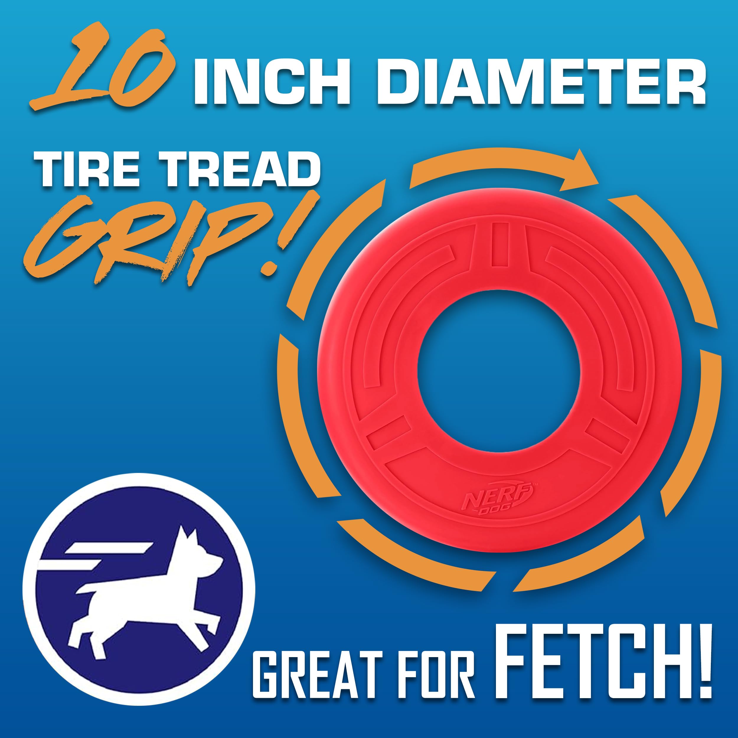 Nerf Dog Atomic Flyer Dog Toy - 10 Inch Flying Disc | Water Resistant | Lightweight 2
