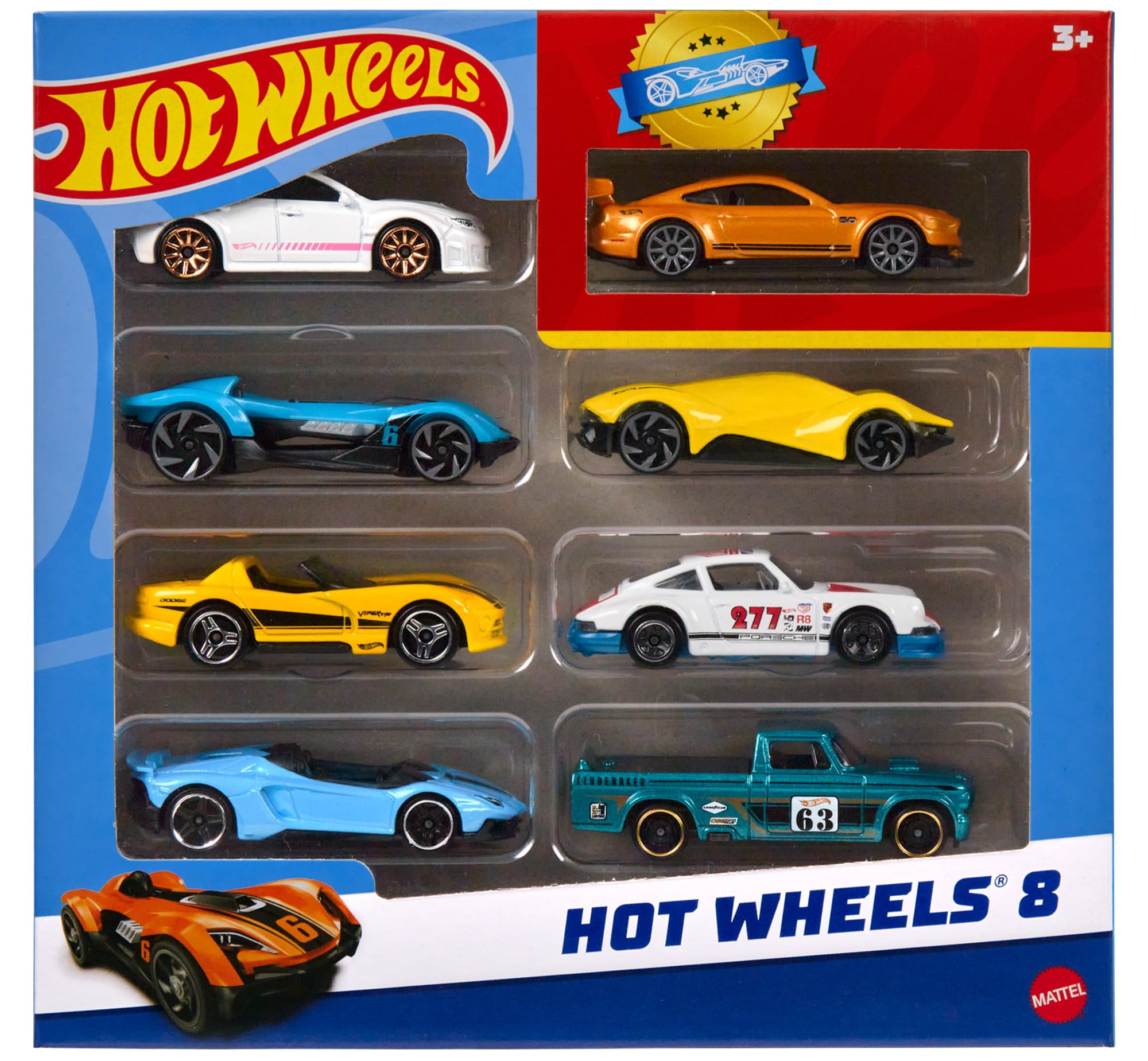 Hot Wheels Set of 8 Toy Cars & Trucks - 1:64 Scale with 1 Exclusive Vehicle