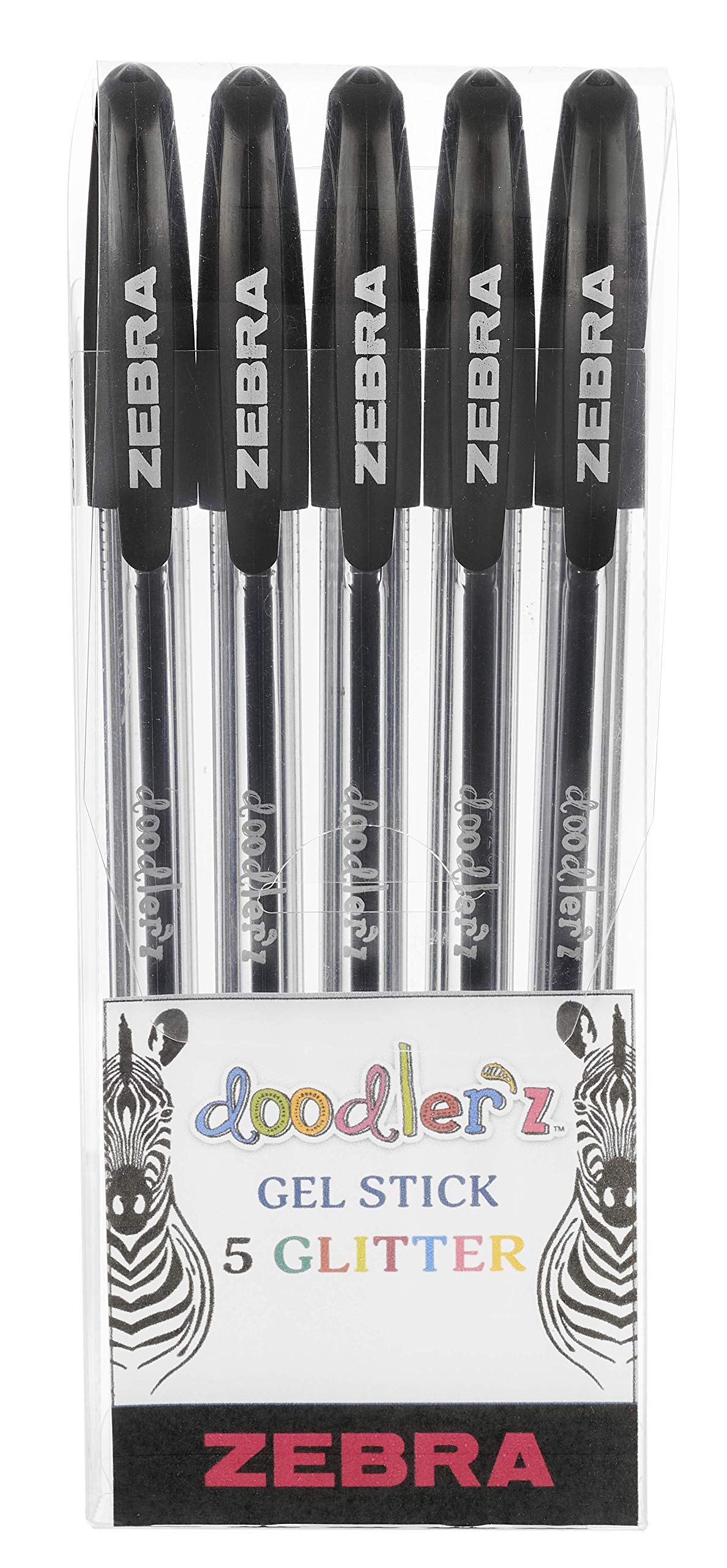 Zebra Pen Doodlerz Gel Stick Pen - 1.0mm Bold Point, Black Ink, 5-Pack 1