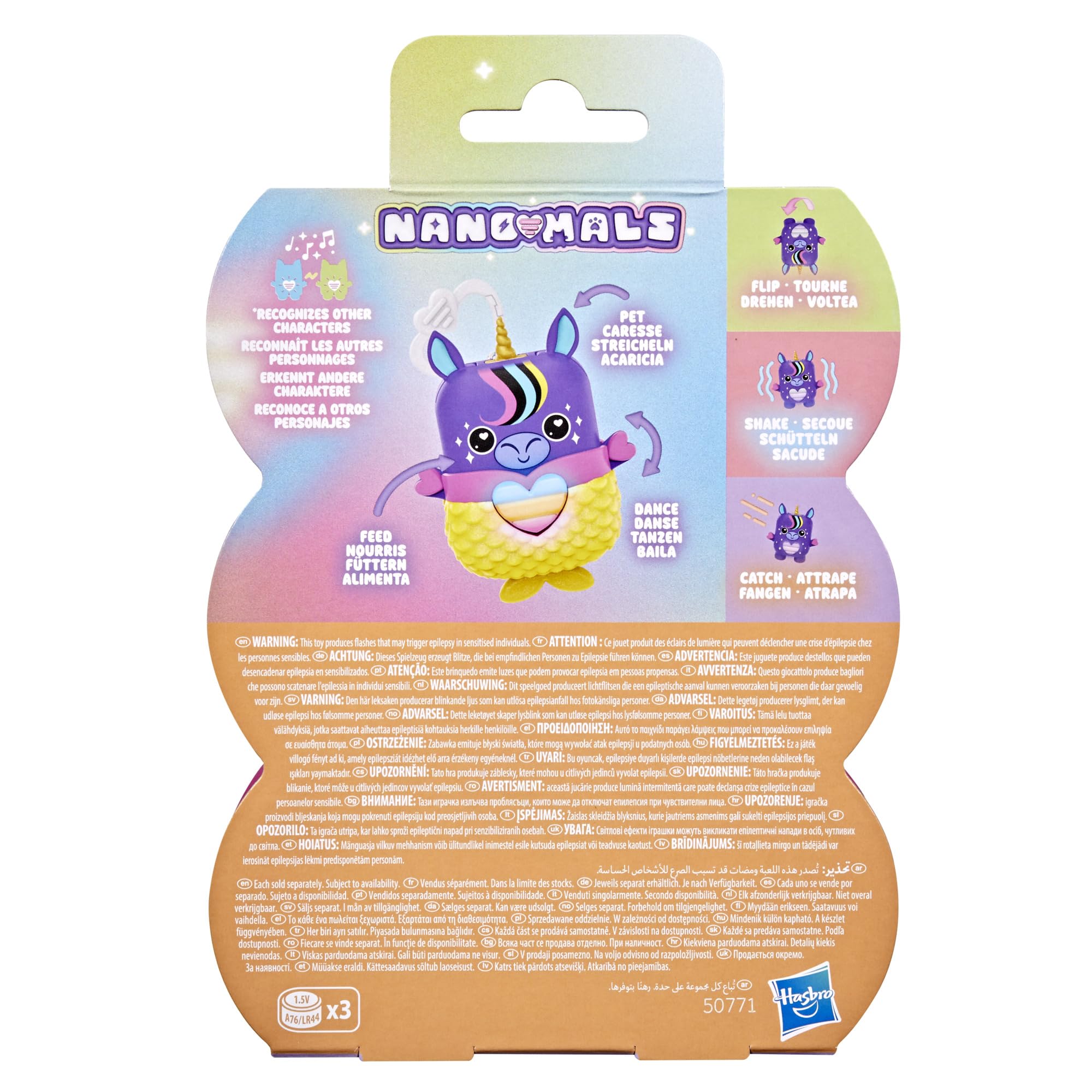 Hasbro Nano-Mals Stardream the Unicorn - Electronic Fidget Pet with Light-Up Heart, 70+ Reactions & Silent Mode 18