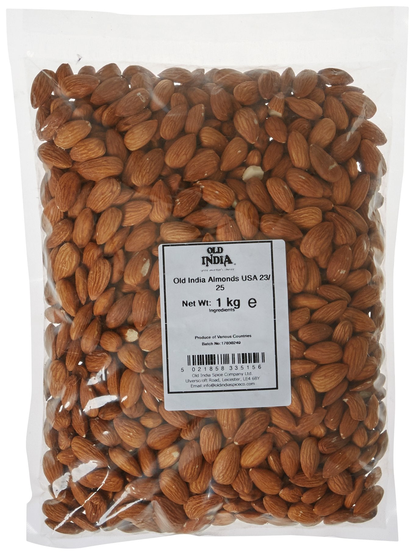 Old India Almonds 1kg - Natural, Additive-Free, GMO-Free, Heat-Sealed Freshness