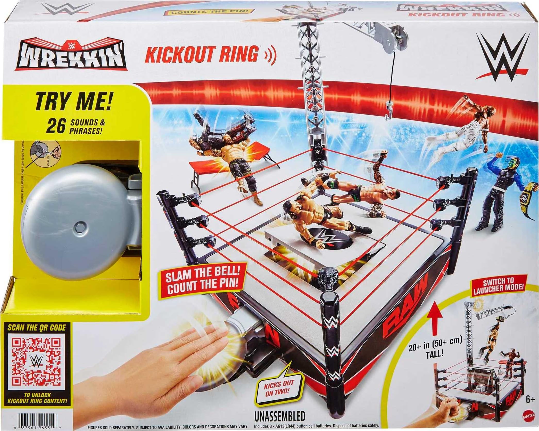 Mattel WWE Wrekkin Kickout Ring Playset - 2-Mode Action Figure Arena with Breakaway Table, Ages 6+ 6