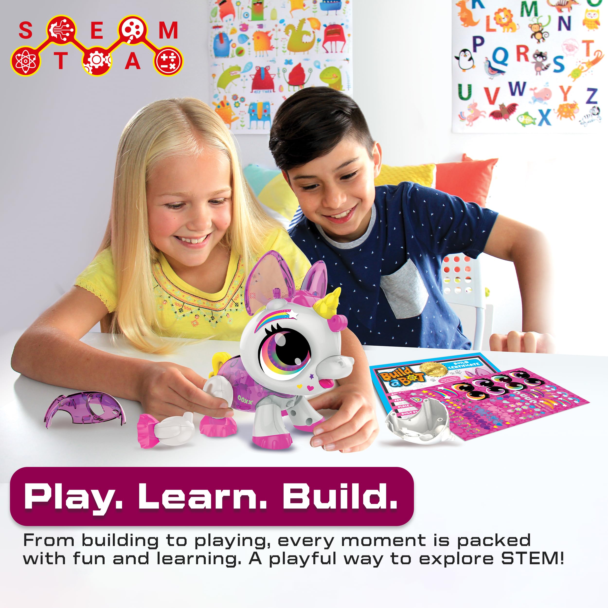 Build-a-Bot: Unicorn - Build Your Own Interactive Pet Robot | 20+ Piece STEM Kit for Kids Ages 4+ 12