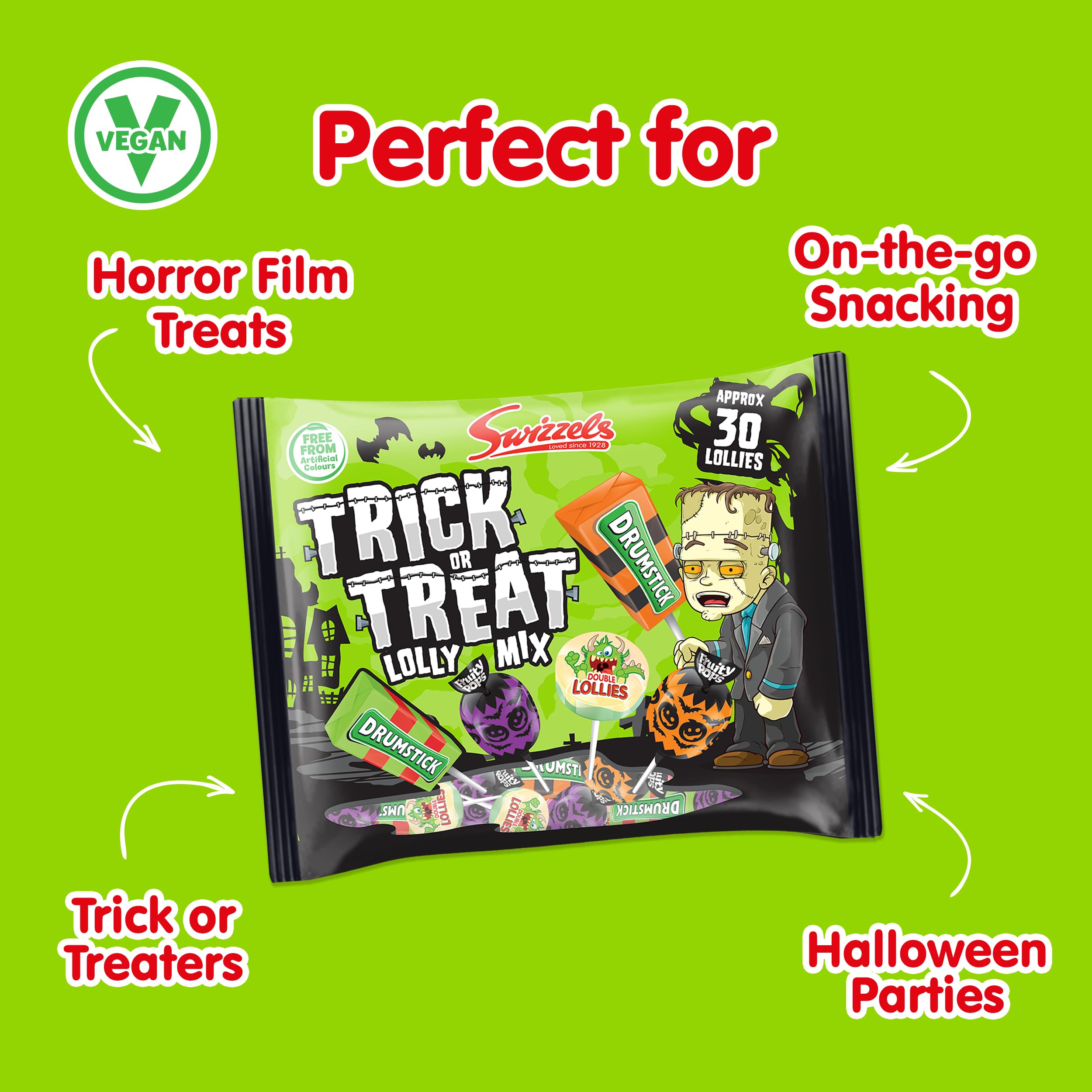 Swizzels Trick or Treat Lolly Bag 330g - Halloween Sweets Party Favour