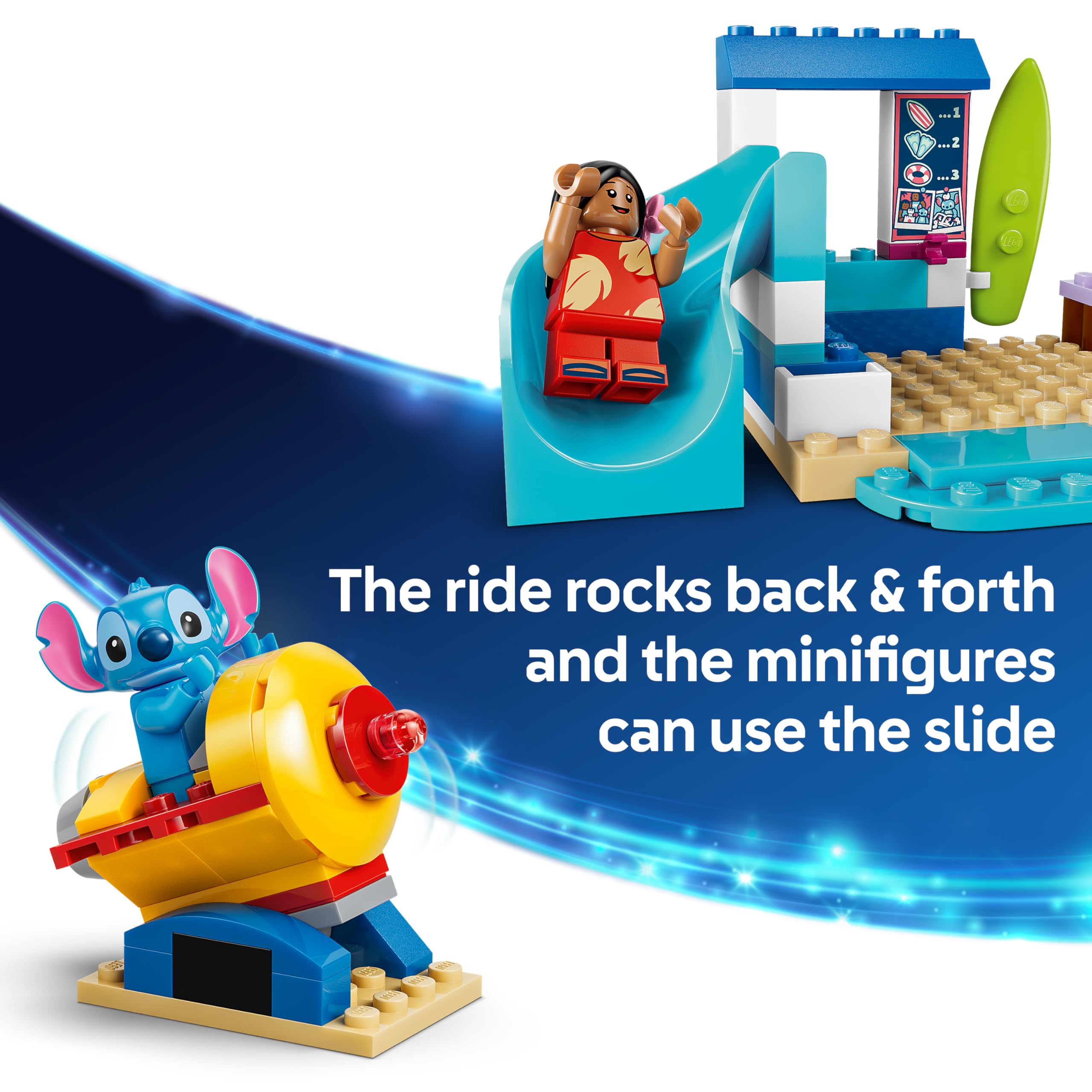 LEGO Disney Beach Fun with Lilo & Stitch Building Set 43280 for Ages 4+ | Includes 2 Shops & Rocket Ride 5