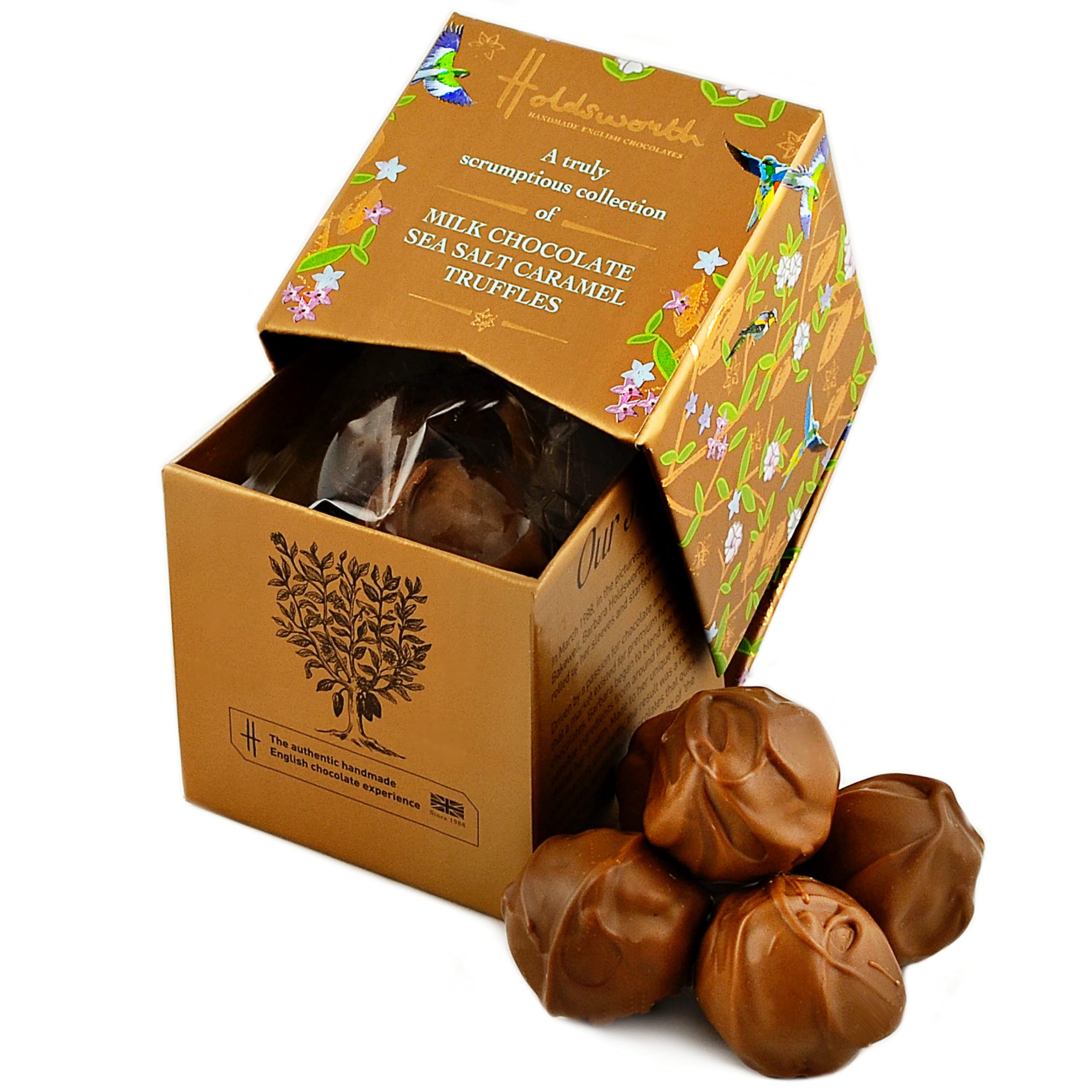 Holdsworth Chocolates Classics - Sea Salt Caramel Handmade Milk Chocolate Truffles 55g
