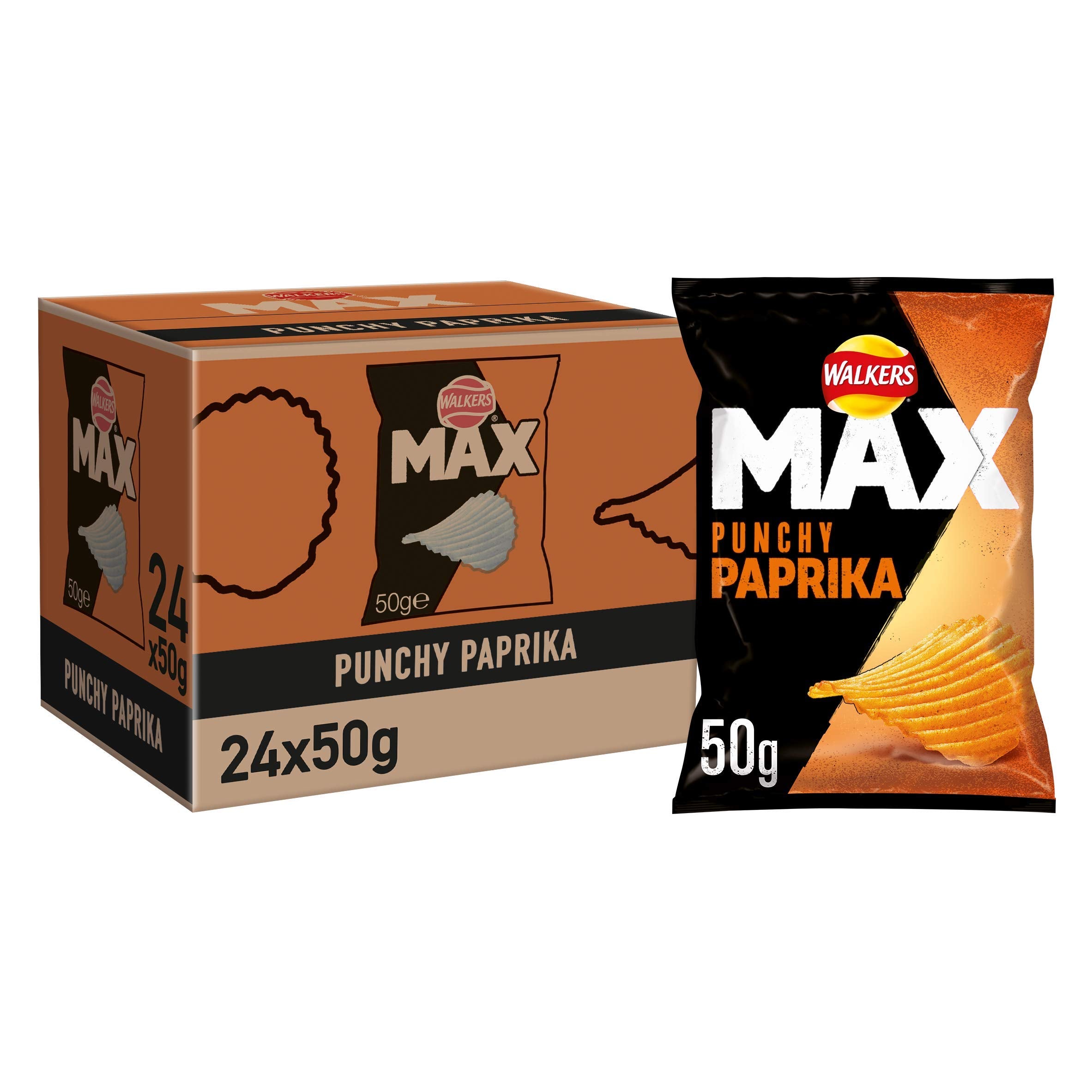 Walkers Max Punchy Paprika Crisps 50g (Pack of 24)
