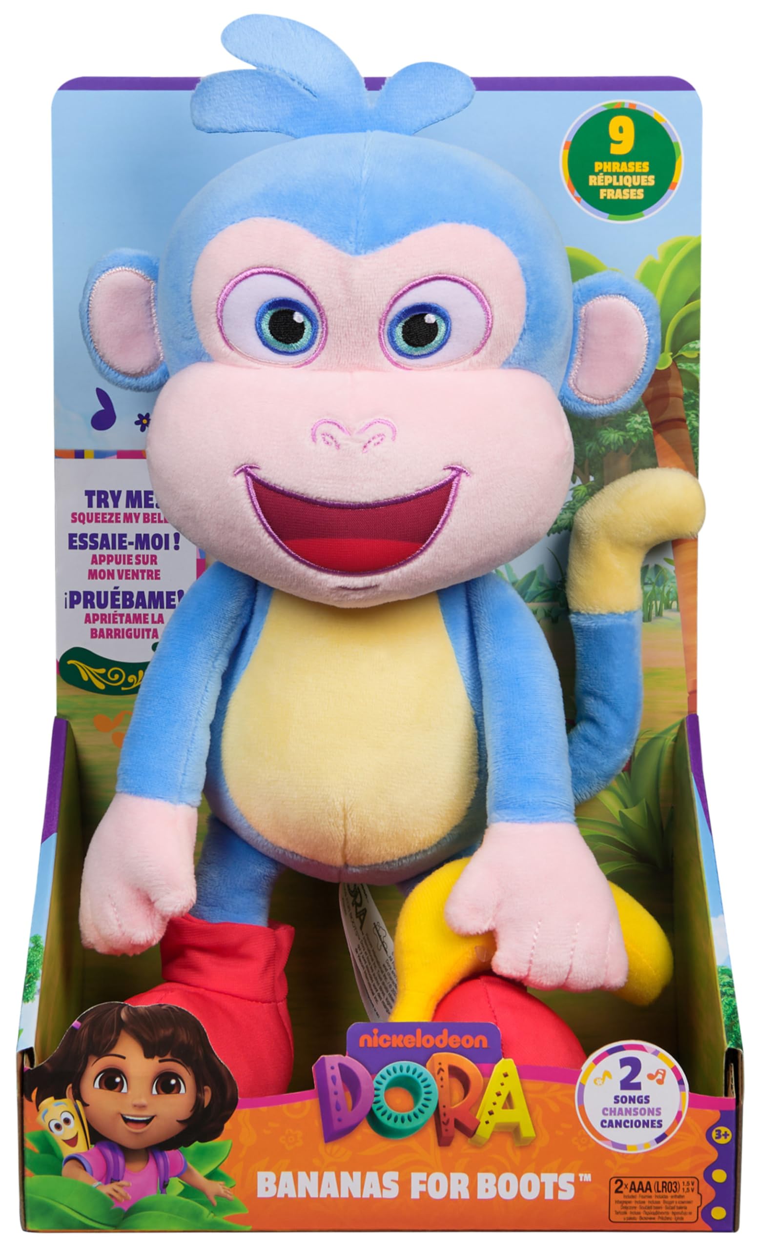 DORA Nickelodeon Bananas for Boots Stuffed Animal - Singing Plush with Lights & Sounds, 33 cm