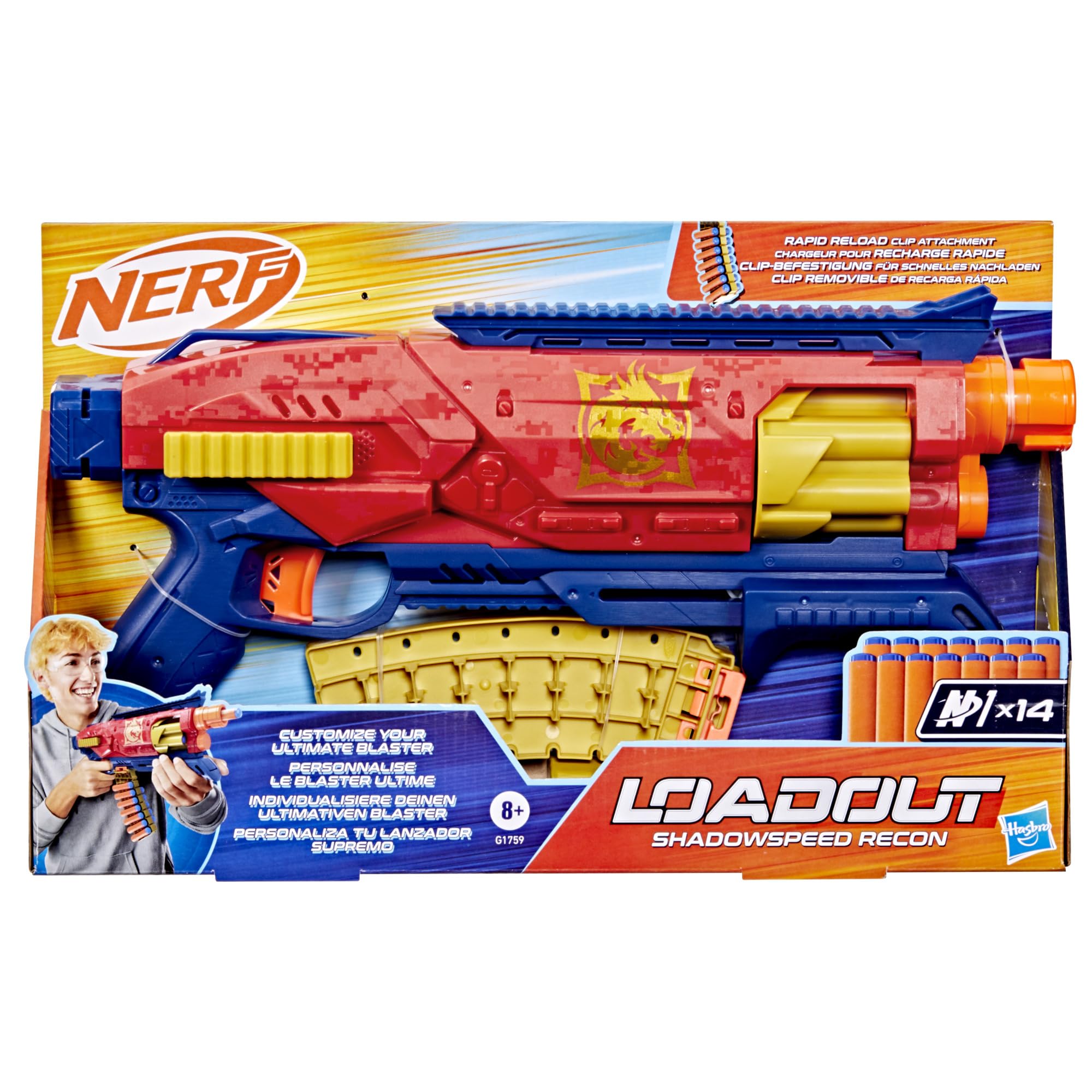 Hasbro Nerf Loadout Shadowspeed Recon Blaster with 14-Dart Storage Attachment | Ages 8+ 2