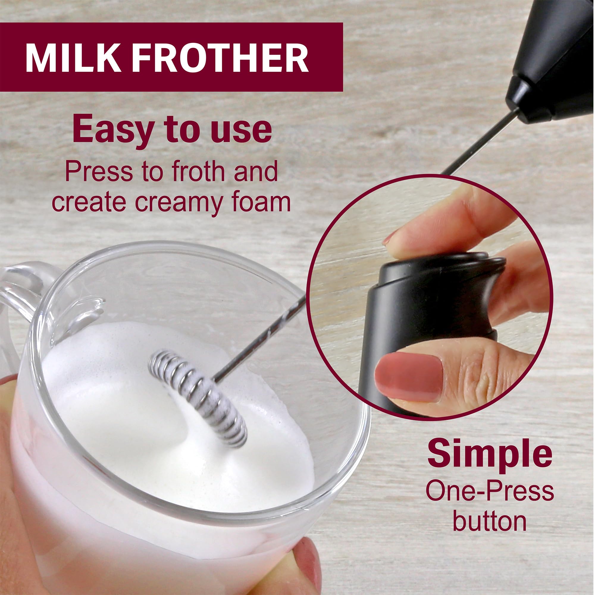 Kimm & Miller Costa Coffee Luxury Gift Set with Latte Glass & Battery-Powered Milk Frother 6