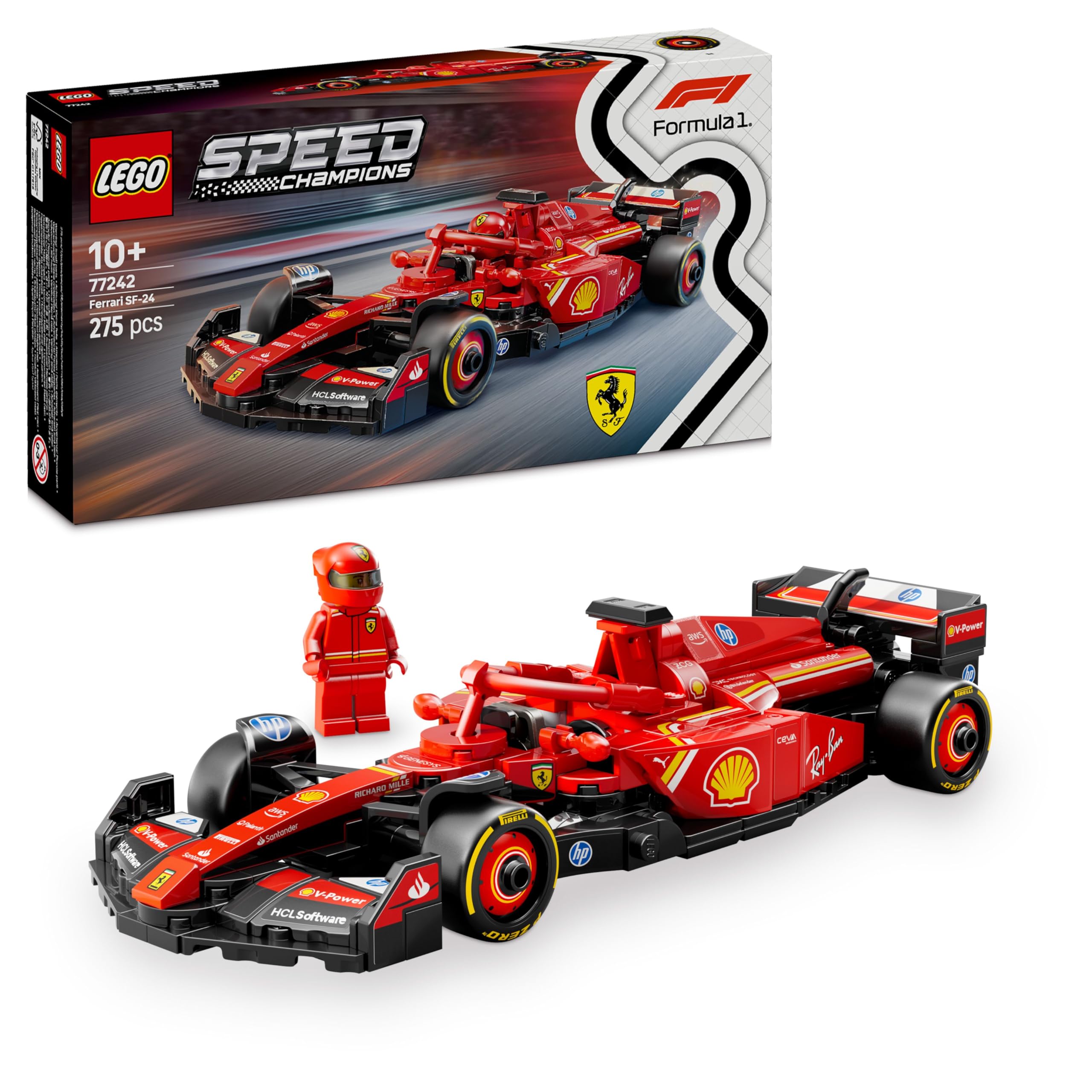 LEGO Speed Champions Ferrari SF-24 F1 Race Car Toy Set 77242 | Ages 10+