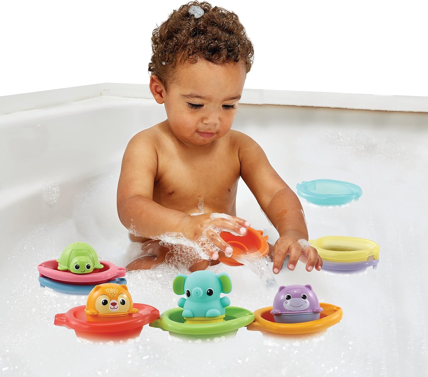 VTech Stack & Splash Bathtime Boats - Stacking & Linking Bath Toy with 9 Colors for Babies & Toddlers 4