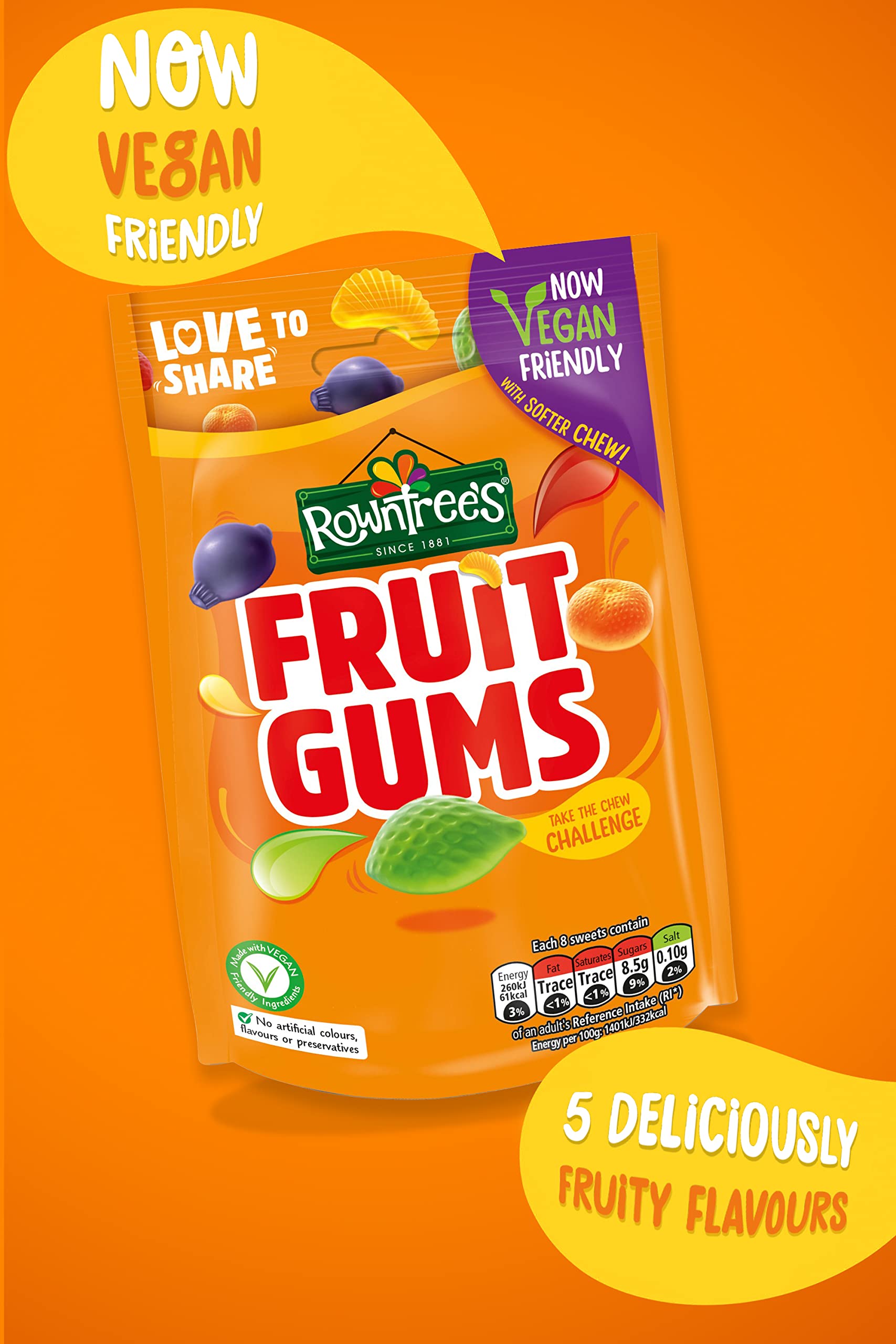 Rowntree's Fruit Gums Sweets Sharing Bags, Vegan Friendly, 10 x 150g 3