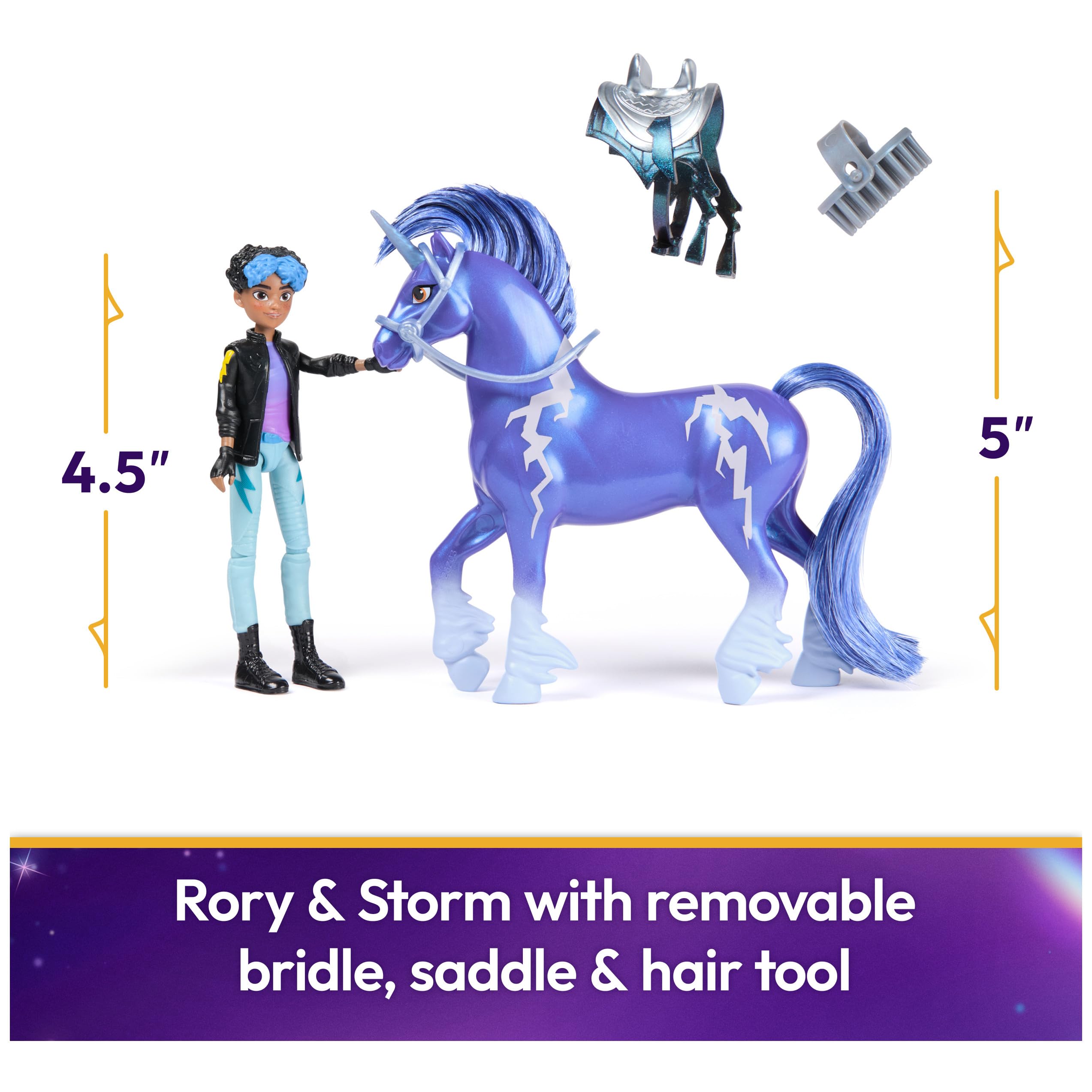 Unicorn Academy Rory and Unicorn Storm Set - 12cm Action Figures with Articulation and Styling Brush