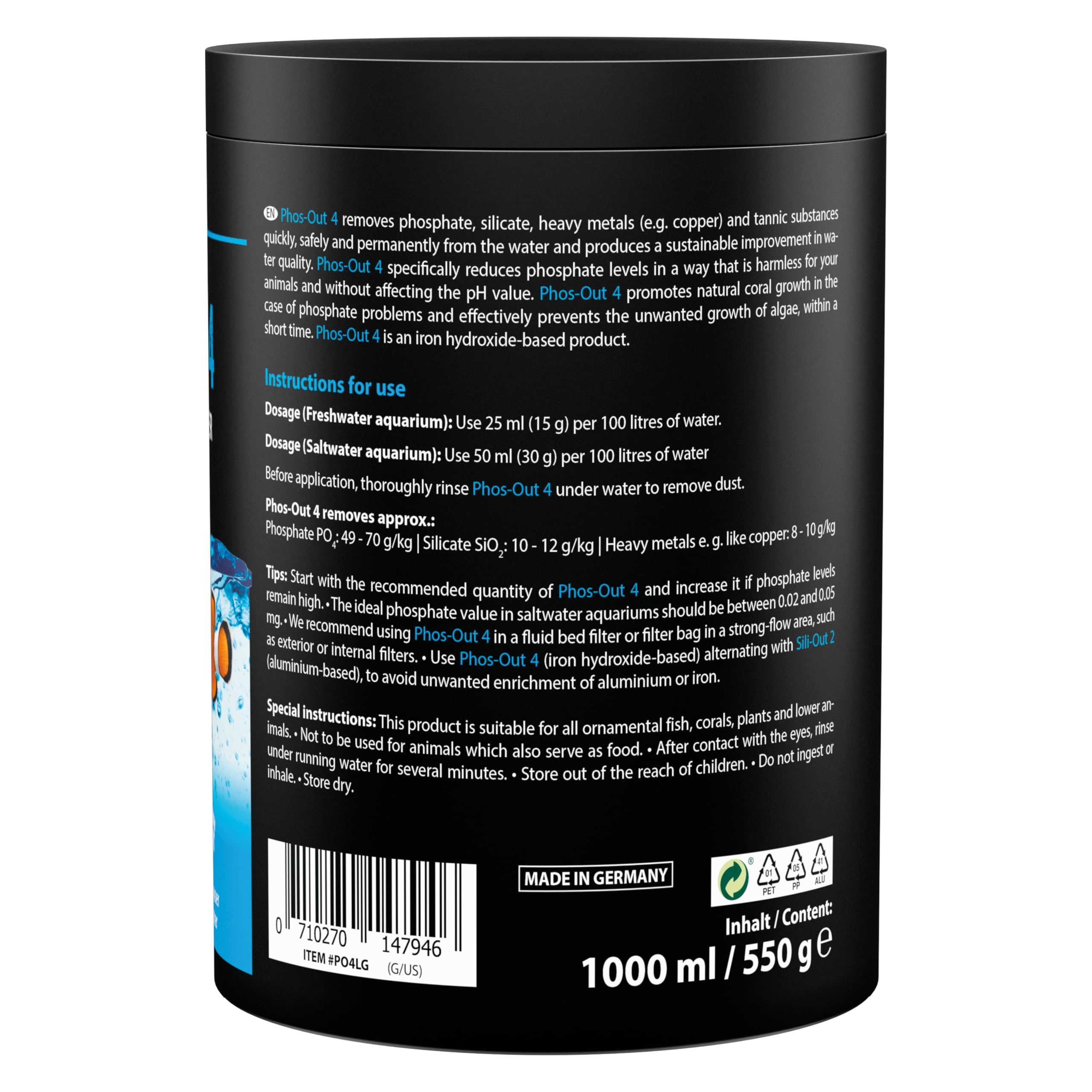 ARKA Phos-Out 4 Granules - Phosphate, Silicate & Tannin Remover | 1000 ml 3
