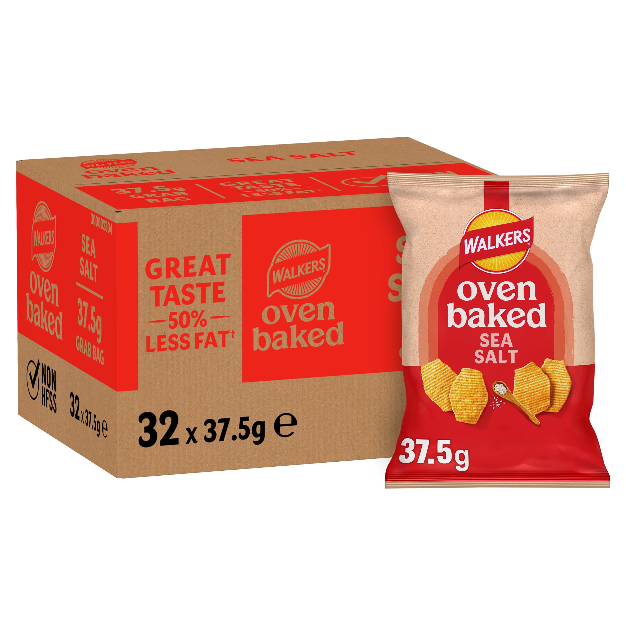 Walkers Baked Sea Salt Snacks Crisps - Baked & Never Fried | 50% Less Fat | 37.5g Single Bag 2