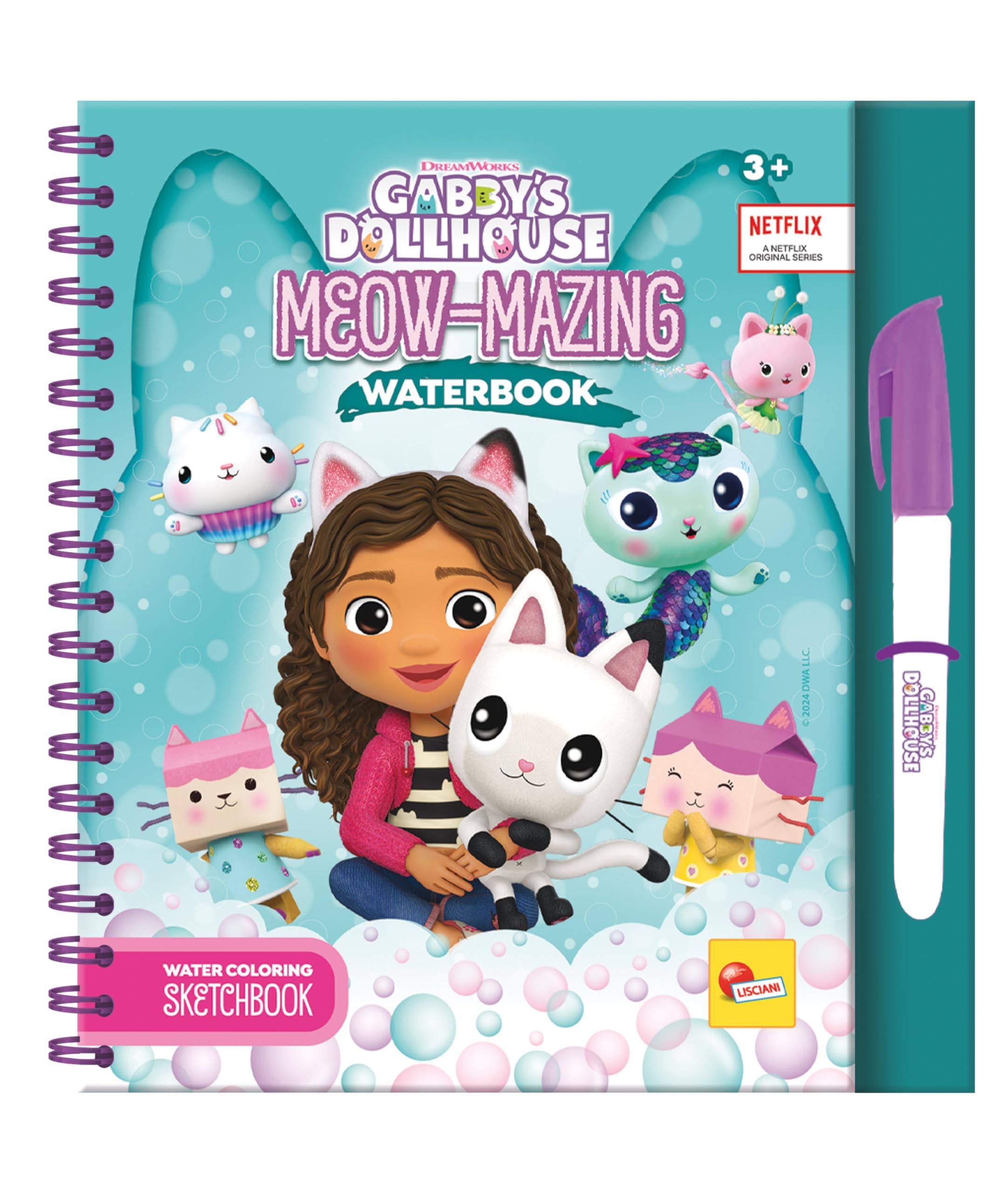 Lisciani Gabby's Dollhouse Meow-mazing Magic Water Colouring Book - Reusable Coloring Activity for Kids 5
