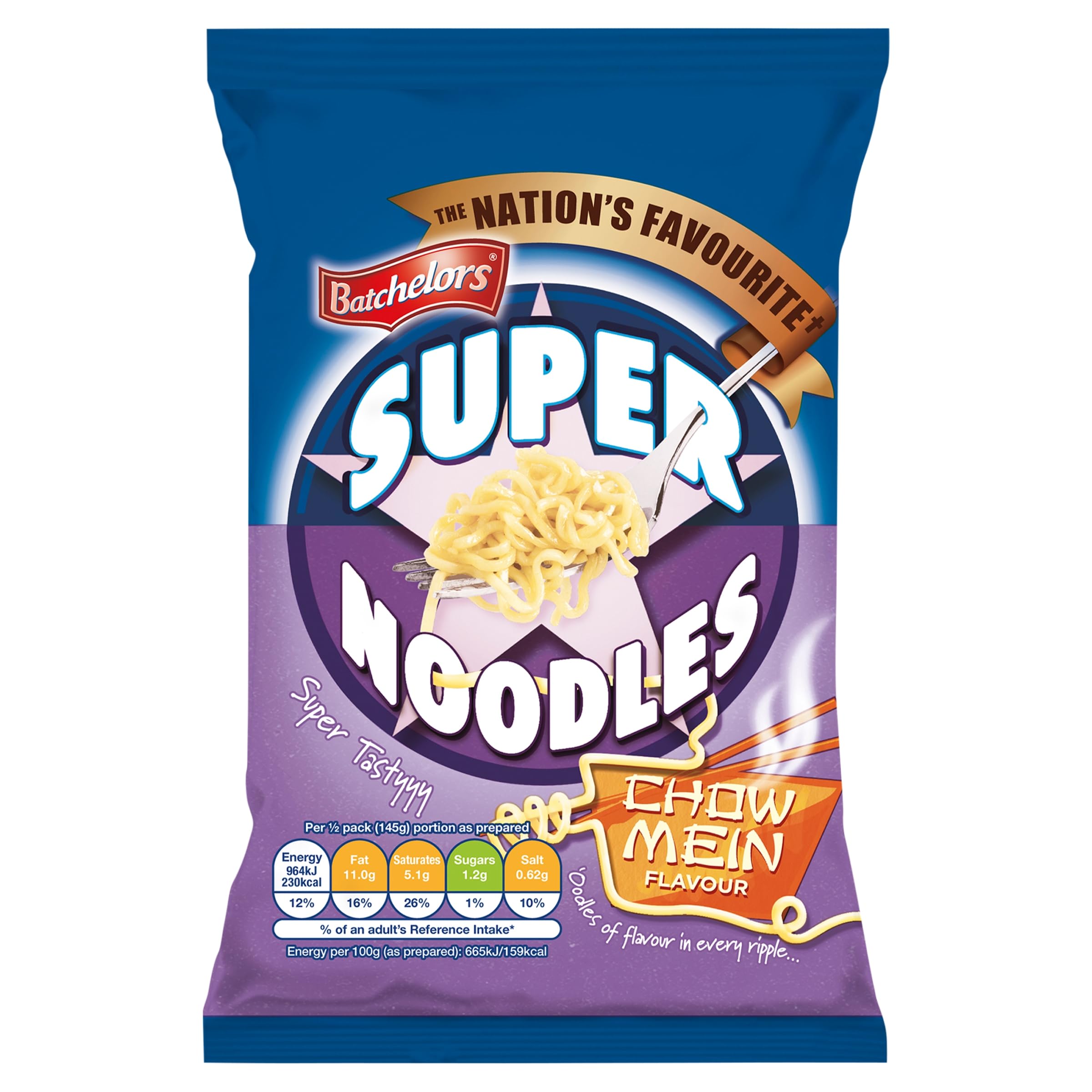 Batchelors Super Noodles Chow Mein Flavour, Instant Noodles Snack Cup, 90g 6