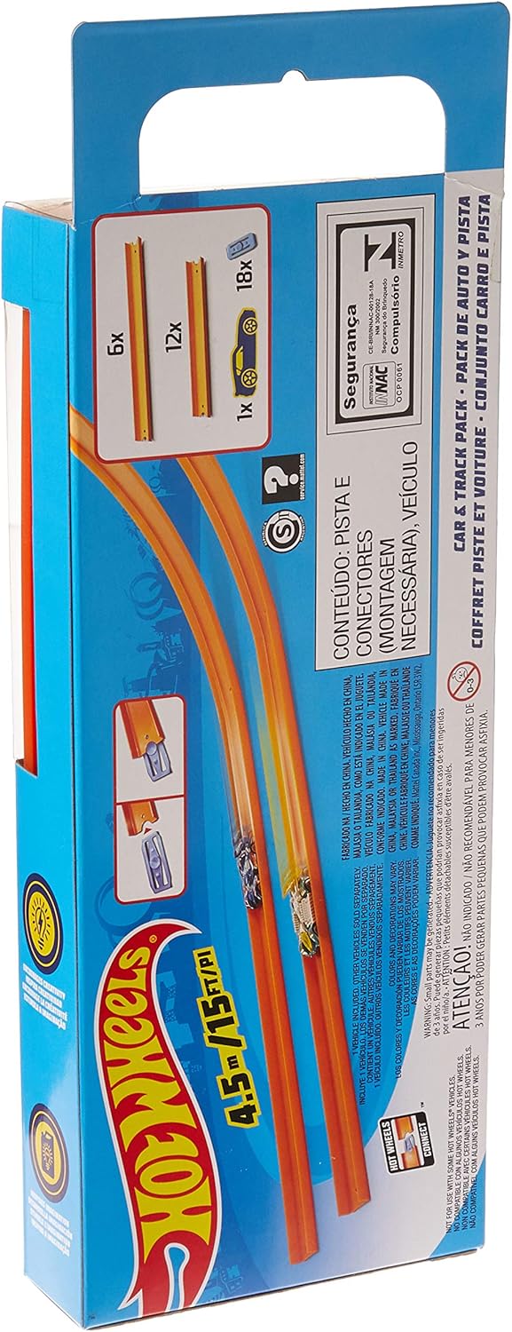 Hot Wheels BHT77 Straight Track Builder with Diecast Car Toy Playset - Ages 4+ 6