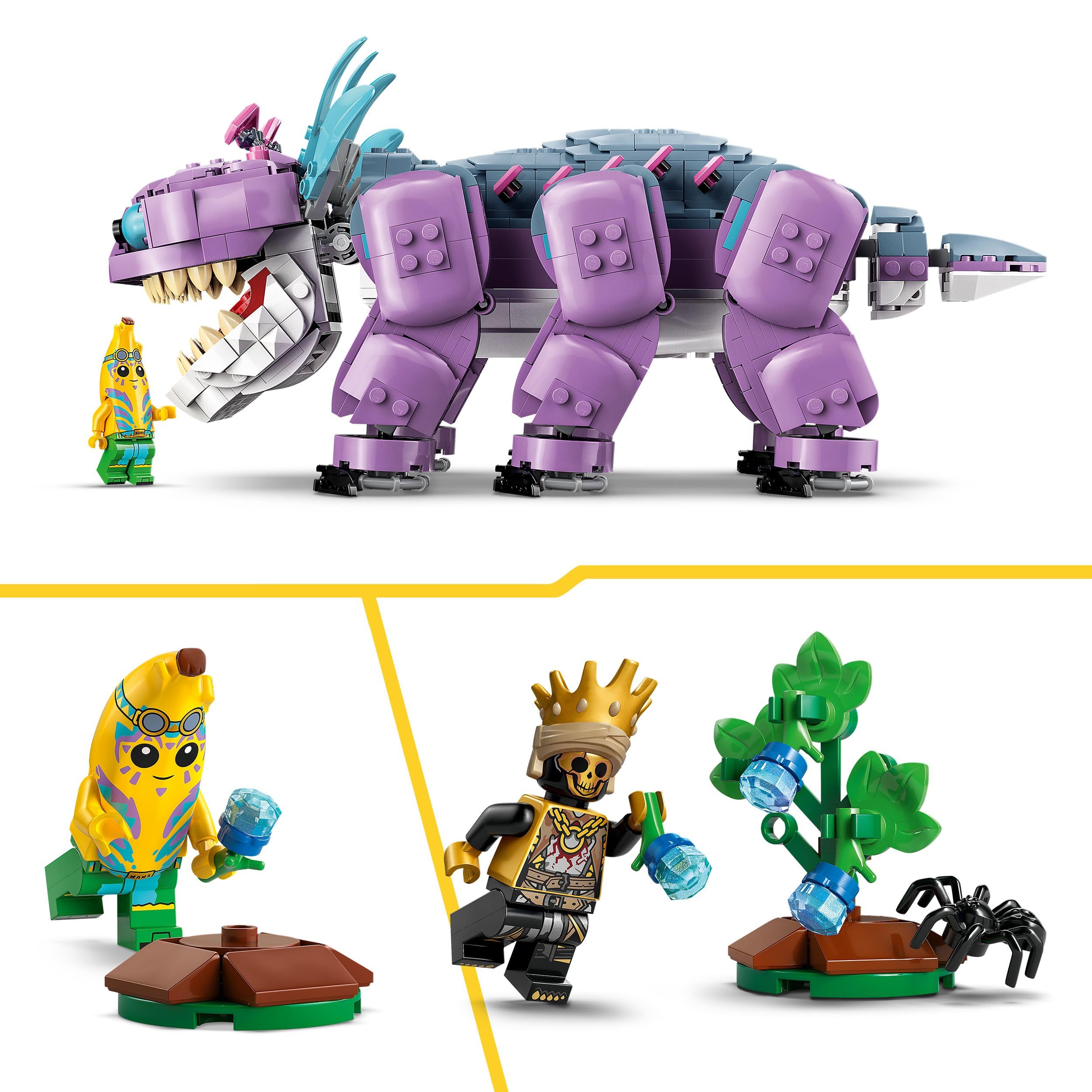 LEGO Fortnite Klombo Figure 77077 - Buildable Dino Toy with Oro & Island Peely Minifigures, Bonus In-Game Outfit 3
