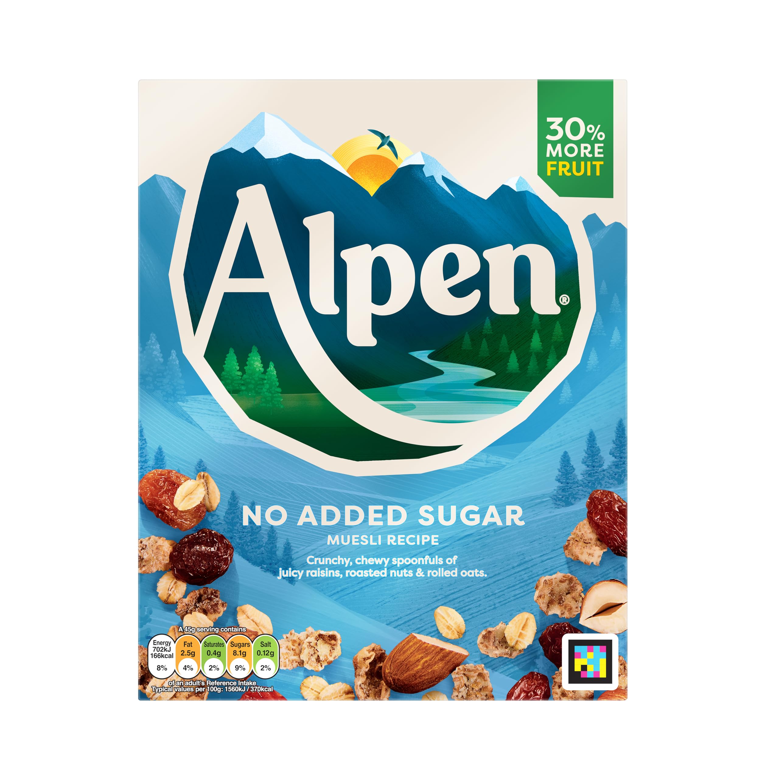 Alpen No Added Sugar Muesli - High Fibre, Low Sugar, Vegetarian Breakfast Cereal