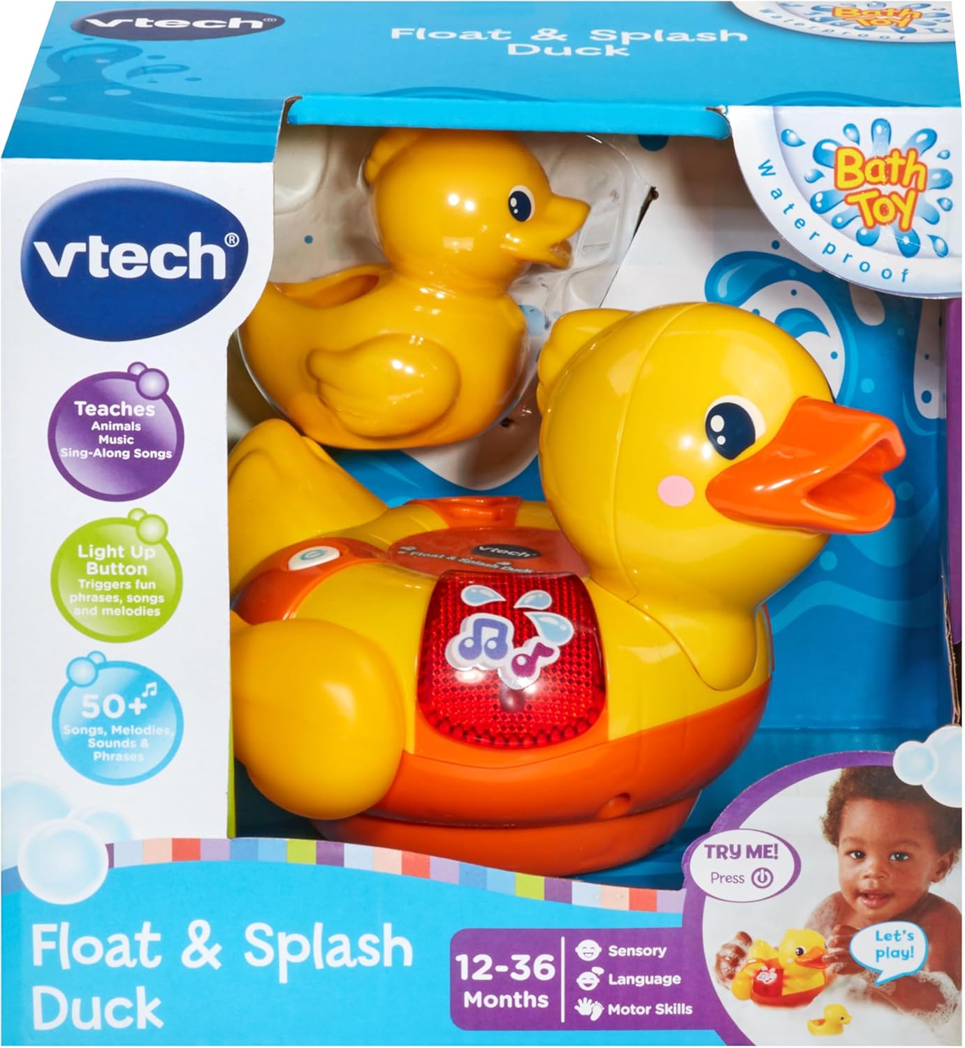 VTech Float & Splash Duck - Interactive Bath Toy for 1 Year Olds with Lights, Songs & Melodies 3