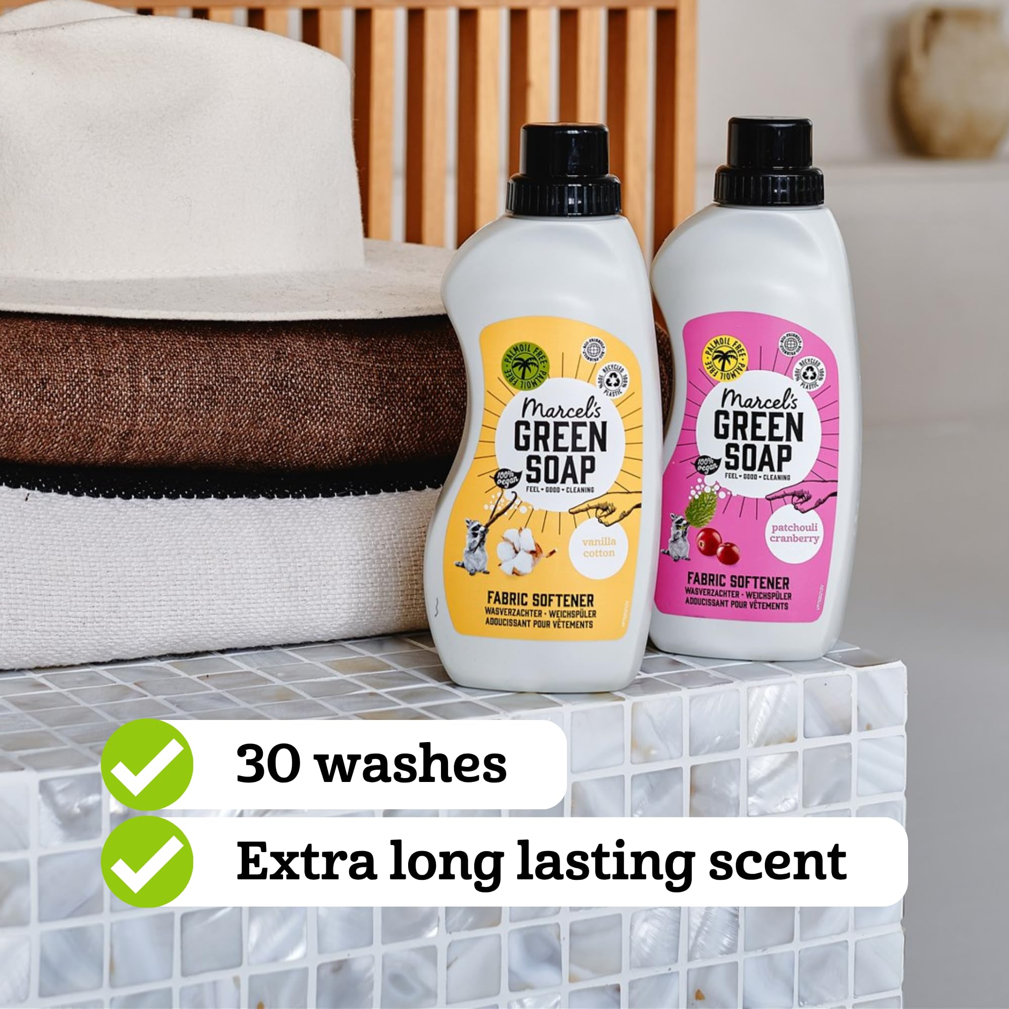Marcel's Green Soap Fabric Softener Patchouli & Cranberry - 30 Washes | Vegan | Microplastic-Free