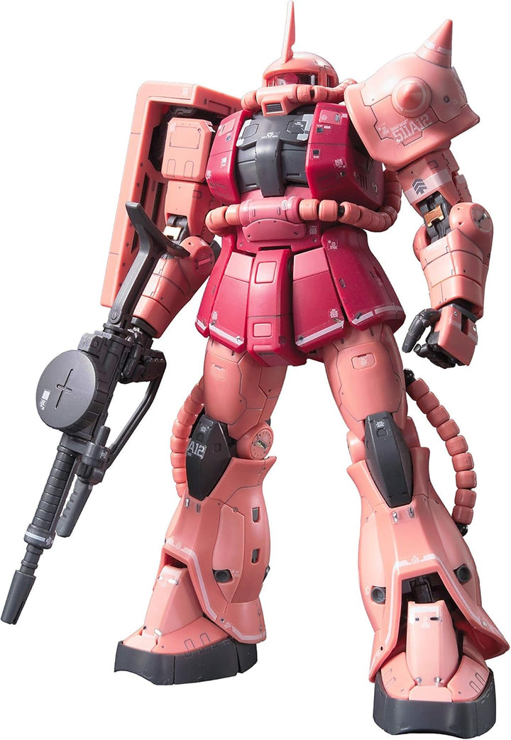 Bandai Gunpla RG-02 MS-06S Char's Zaku II Real Grade Plastic Kit - 1/144 Scale Model for Ages 3+