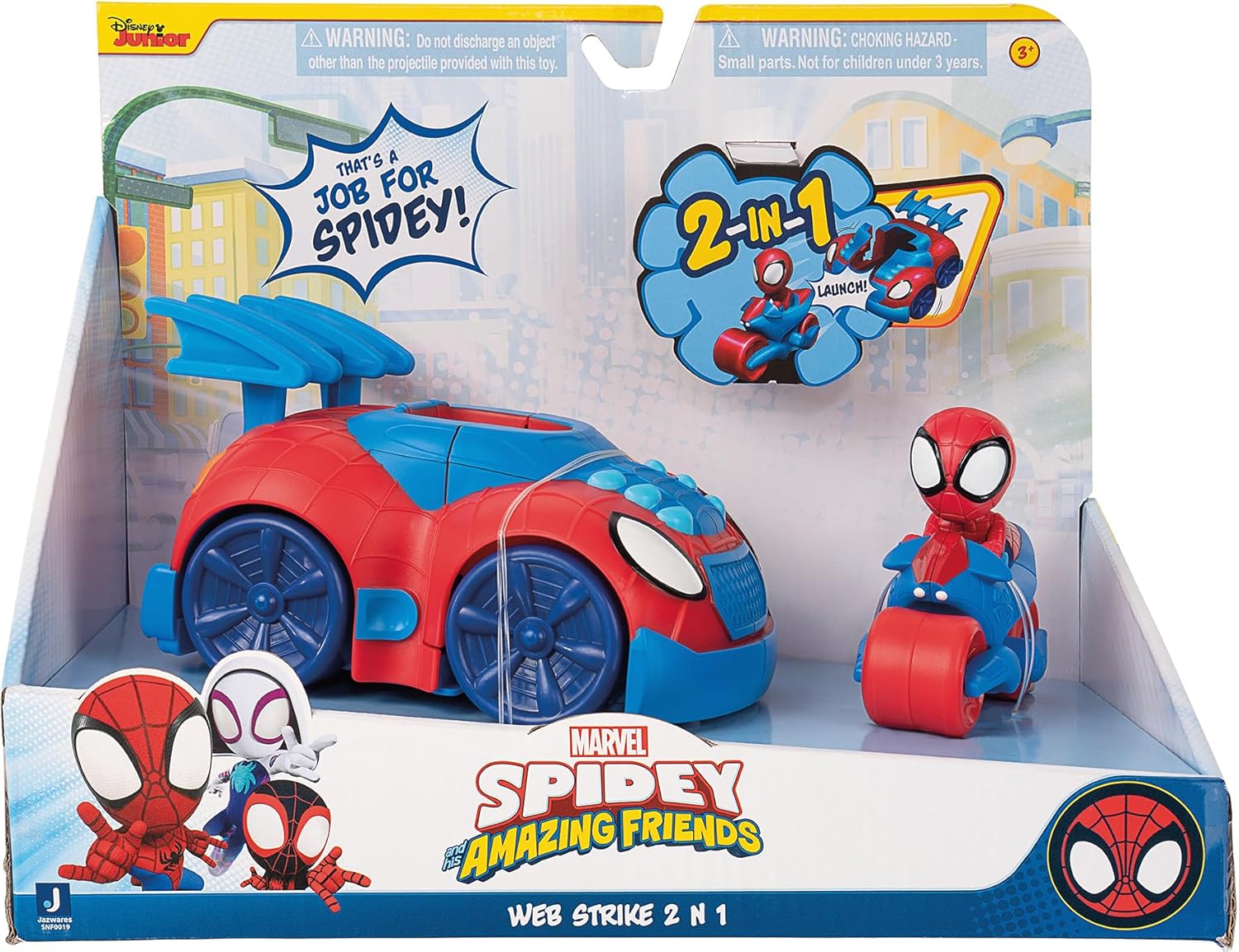 Spidey and Friends Web Strike 2-in-1 Vehicle - Launchable Web Cycle for Kids 3+