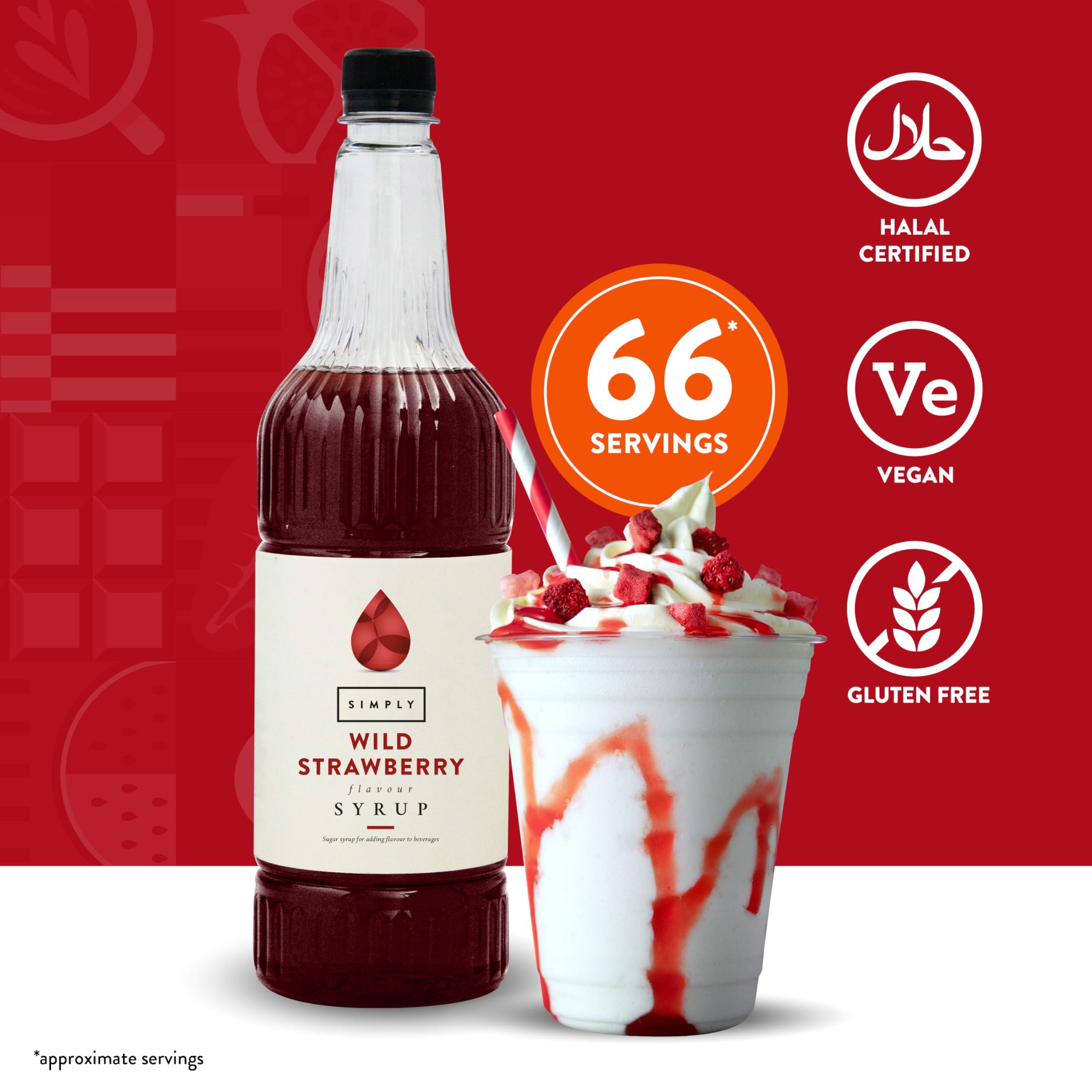 Simply - Wild Strawberry Syrup, Vegan & Nut Free Flavoured Syrup for Coffee, Cocktails & Baking 3
