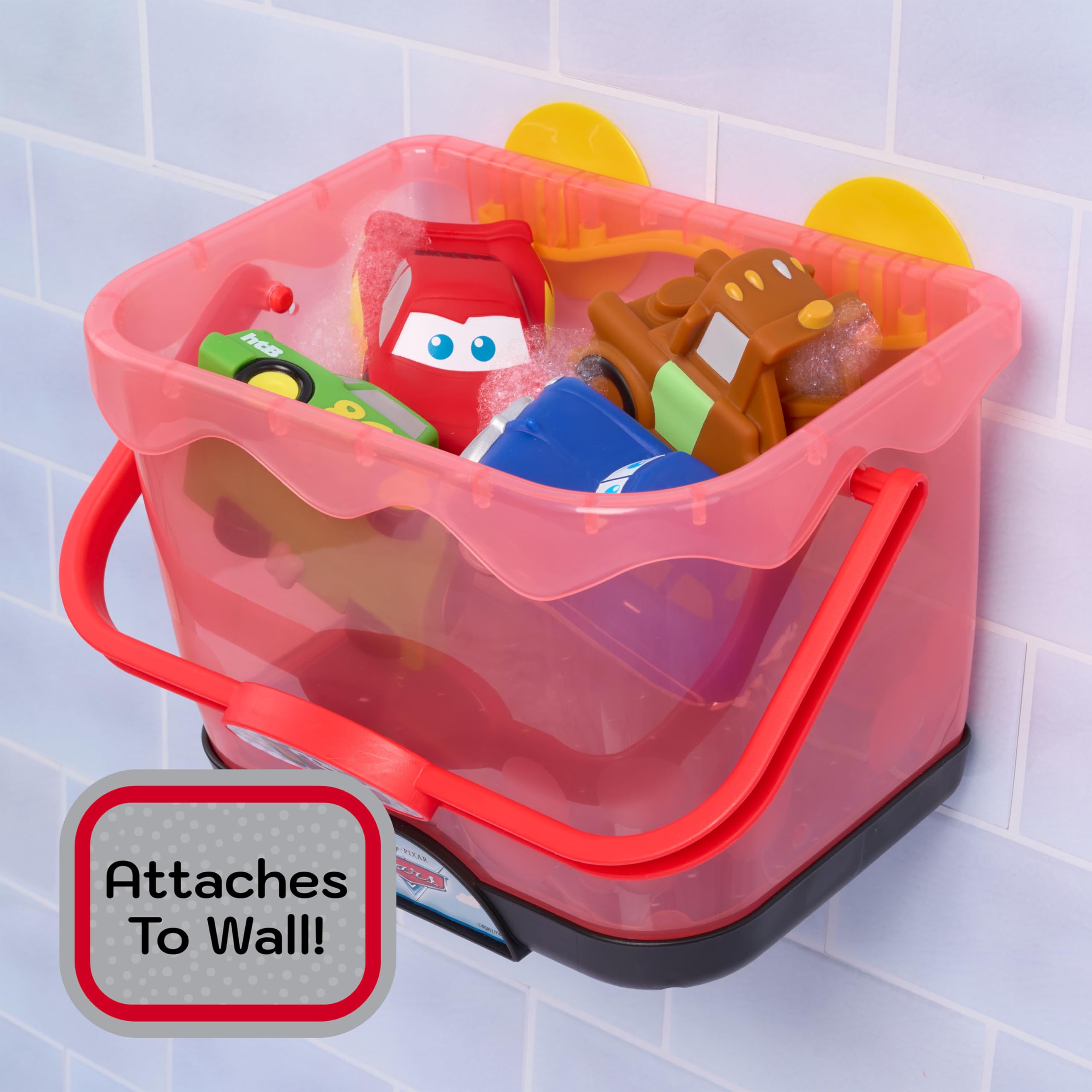 Disney 5-Piece Cars Bath Toy Figures with Storage Caddy | Ages 3+ | Floats 3