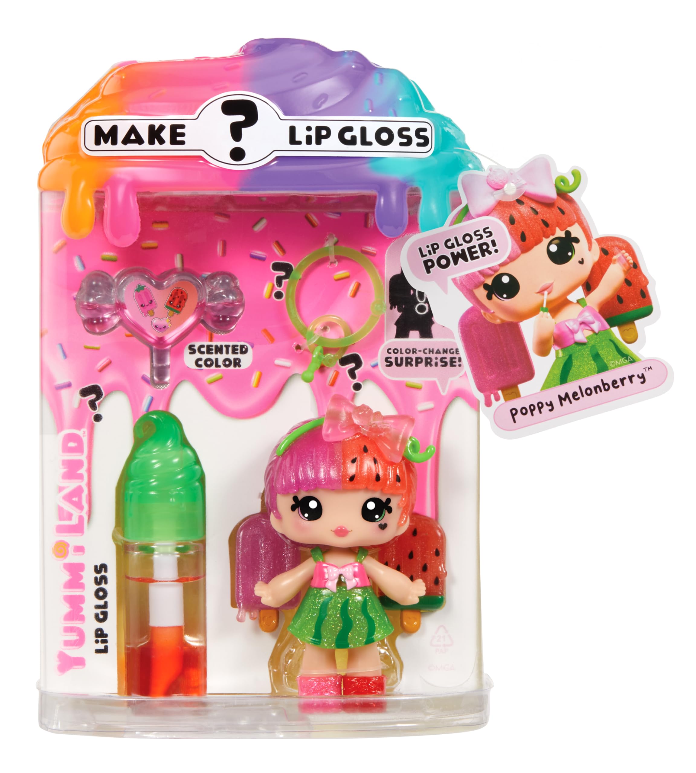 Yummiland Lip Gloss Doll - Mystery Color Change Series, Poppy Melonberry 9