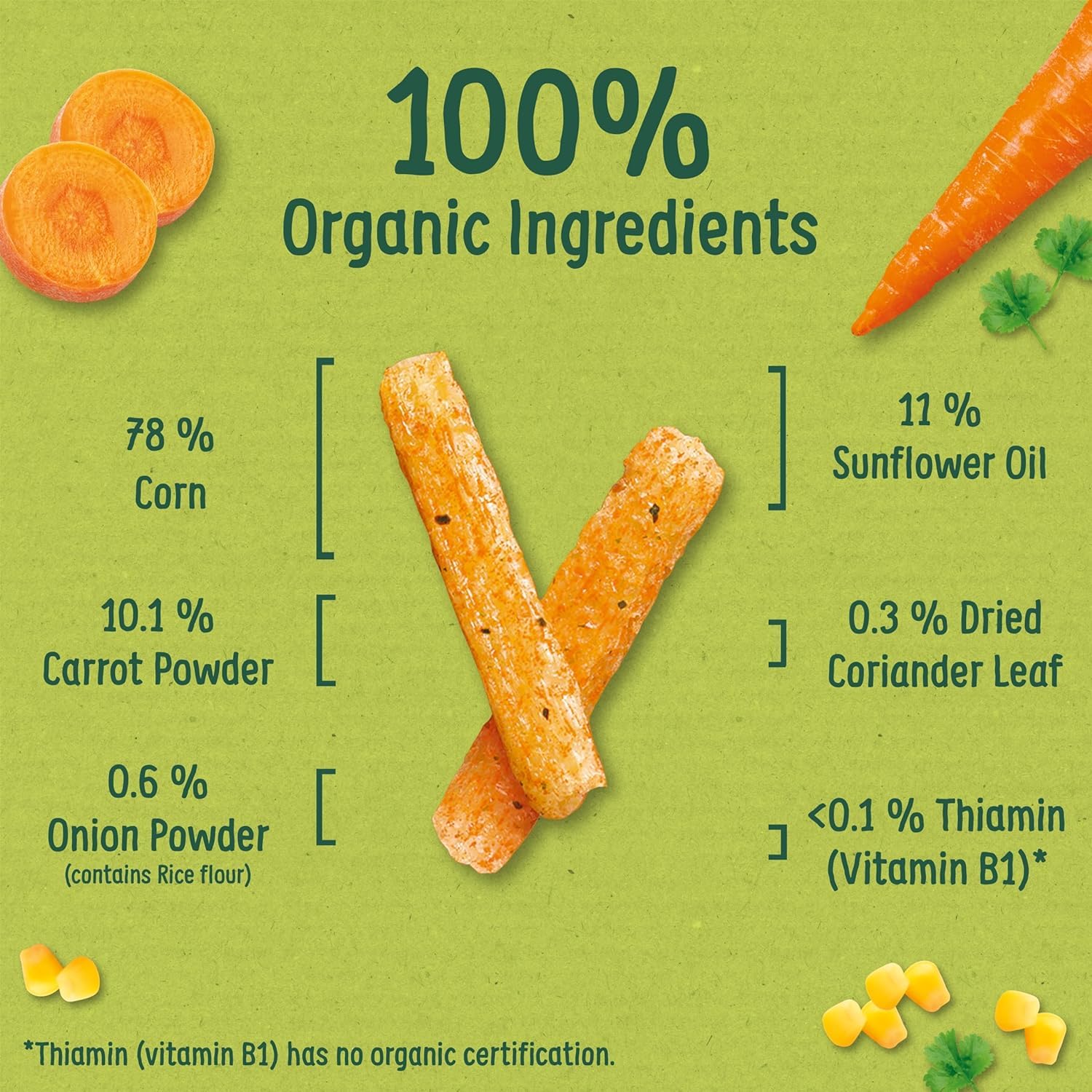 Organix Carrot & Herb Stix Organic Finger Food Snack for Toddlers 10+ Months, 3 Packs (4 x 15g Each) 7