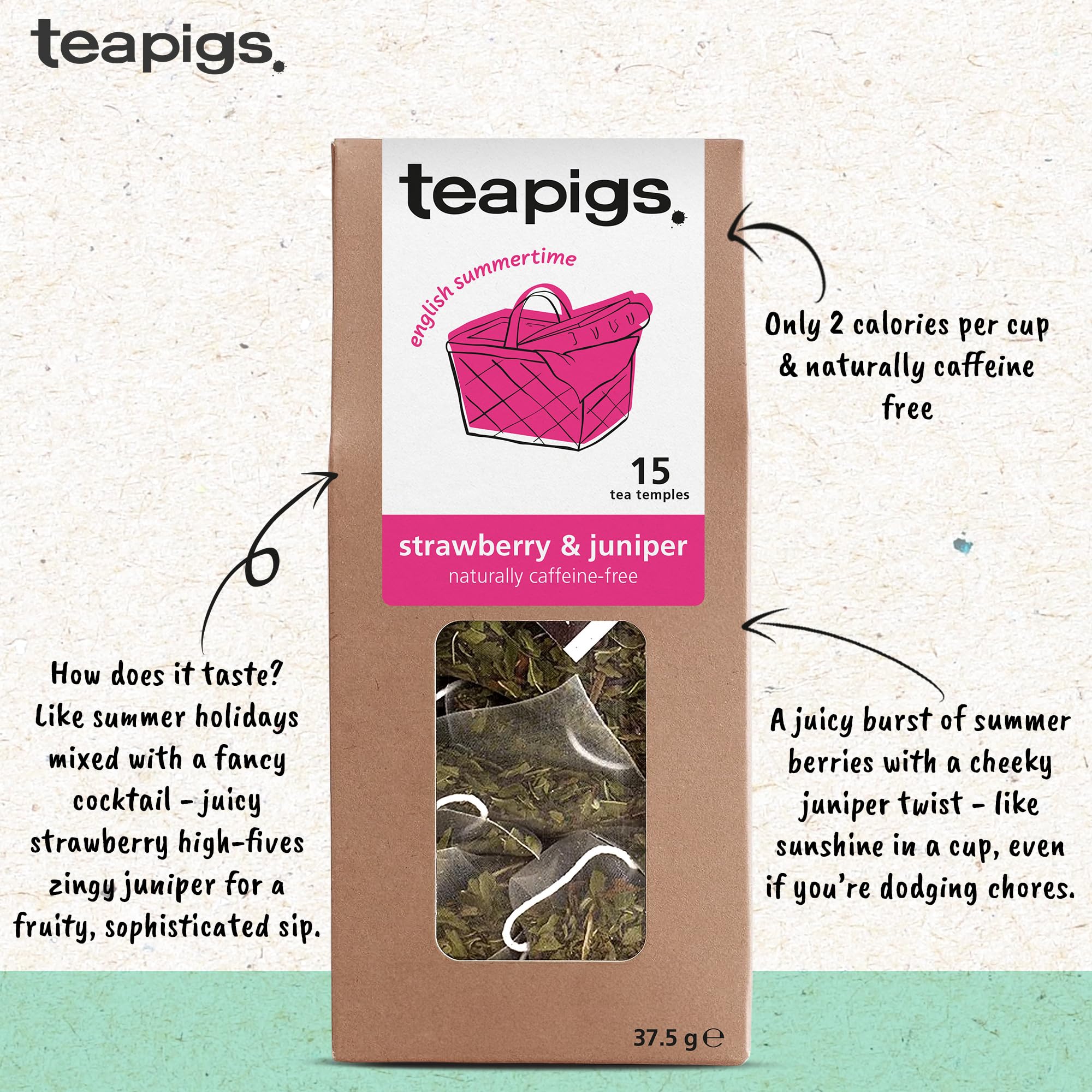 teapigs - Strawberry & Juniper Tea Caffeine-Free Fruit Tea Bags with Hibiscus 5