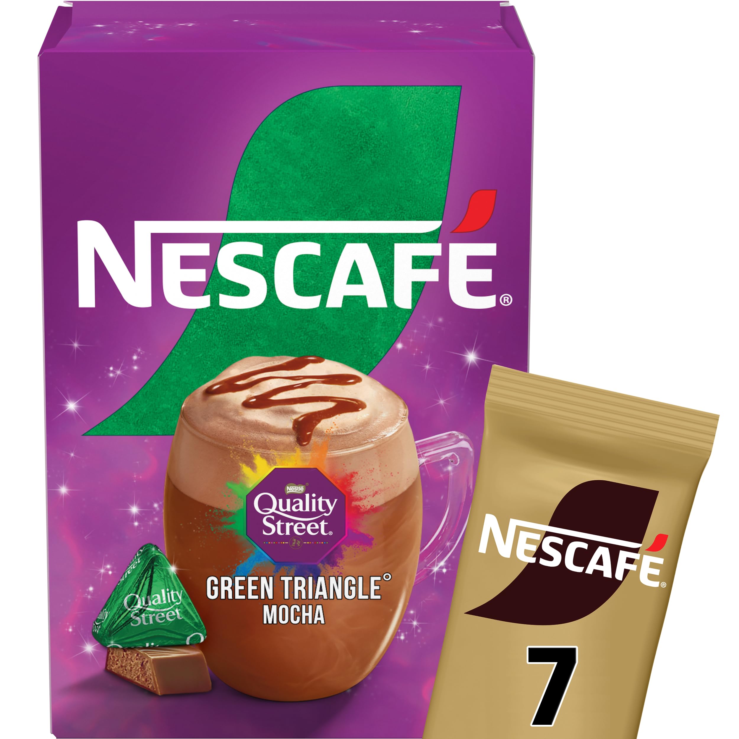NESCAFÉ Green Triangle Quality Street Mocha 7 x 19g Sachets (133g) Instant Coffee Drink