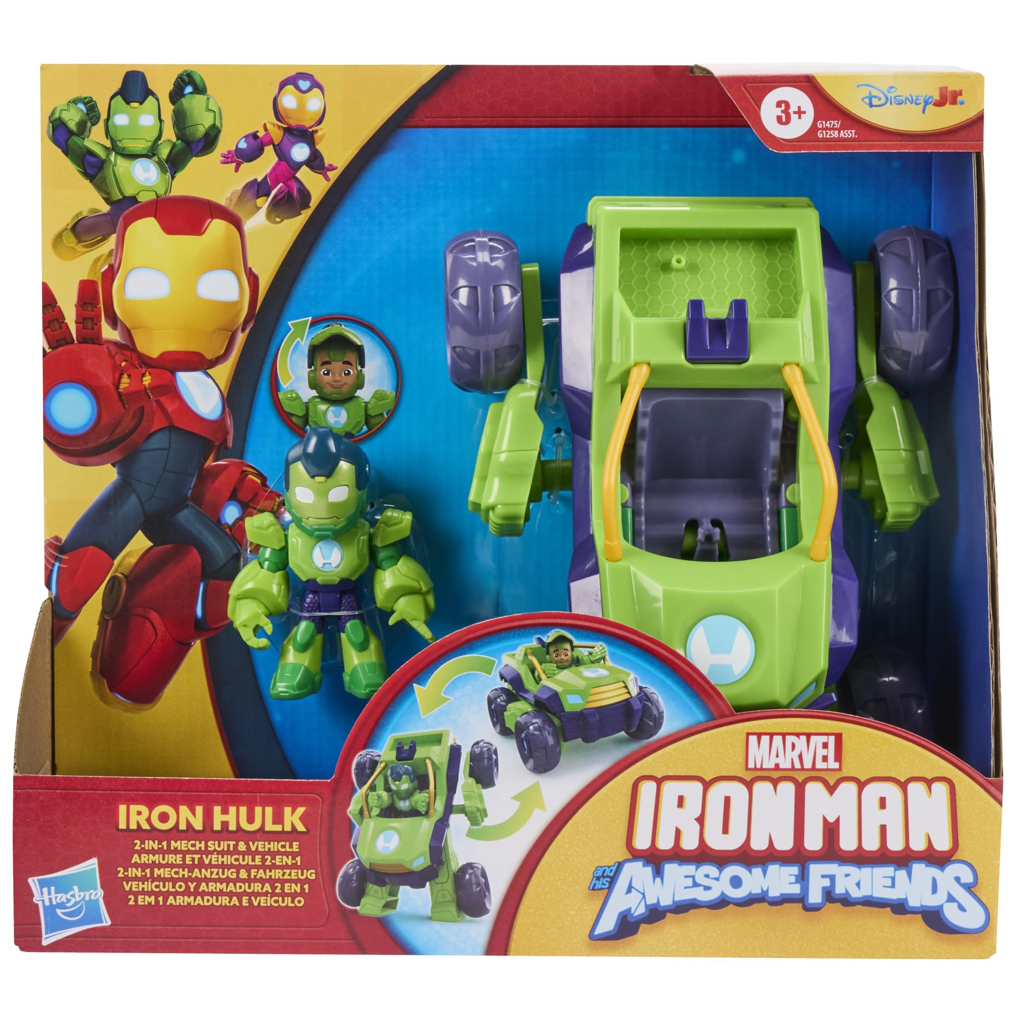 Marvel Iron Hulk 2-in-1 Mech Suit & Vehicle Toy - Ages 3+ 5