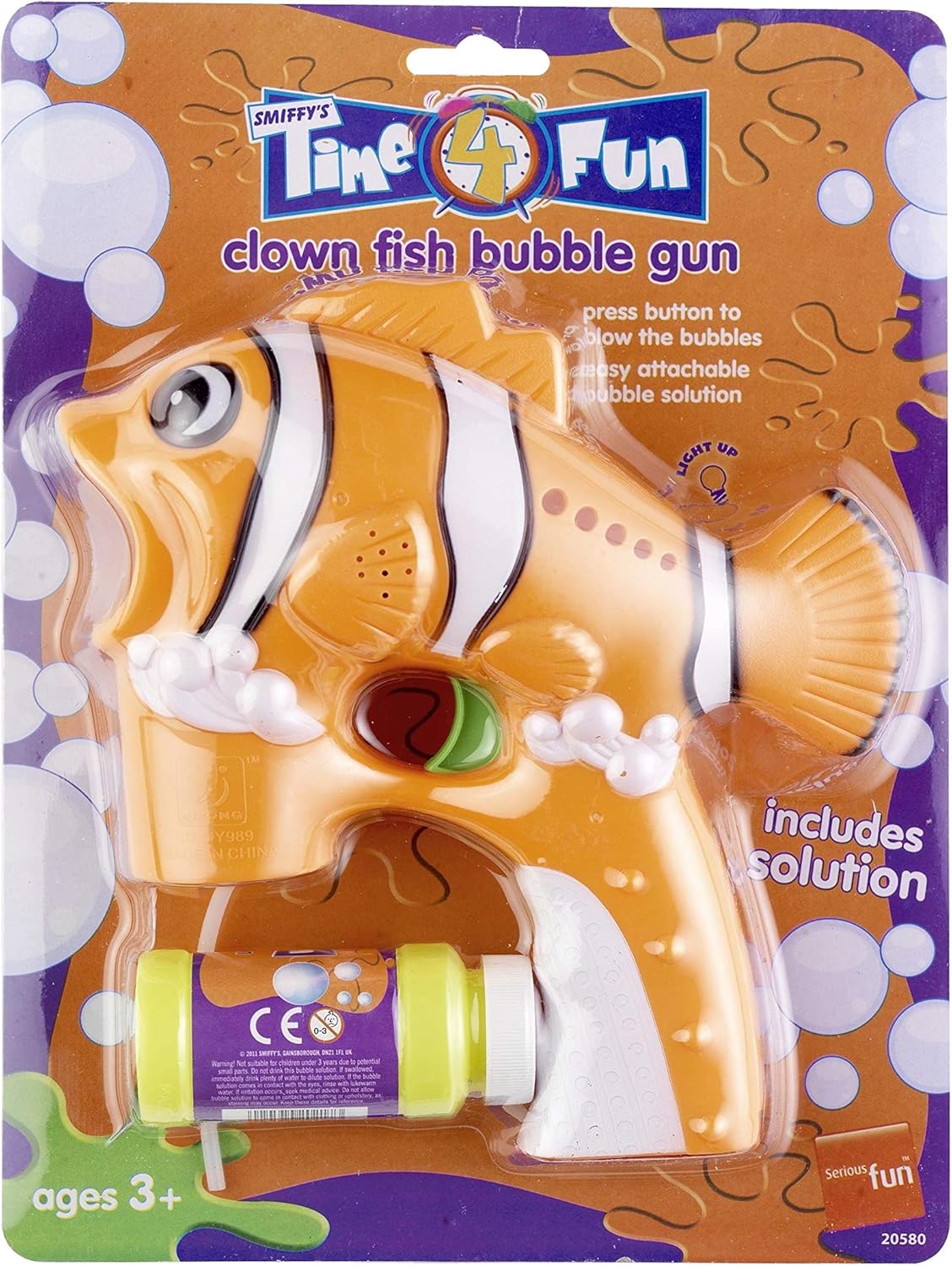 Smiffys Clown Fish Bubble Gun - Orange with Solution