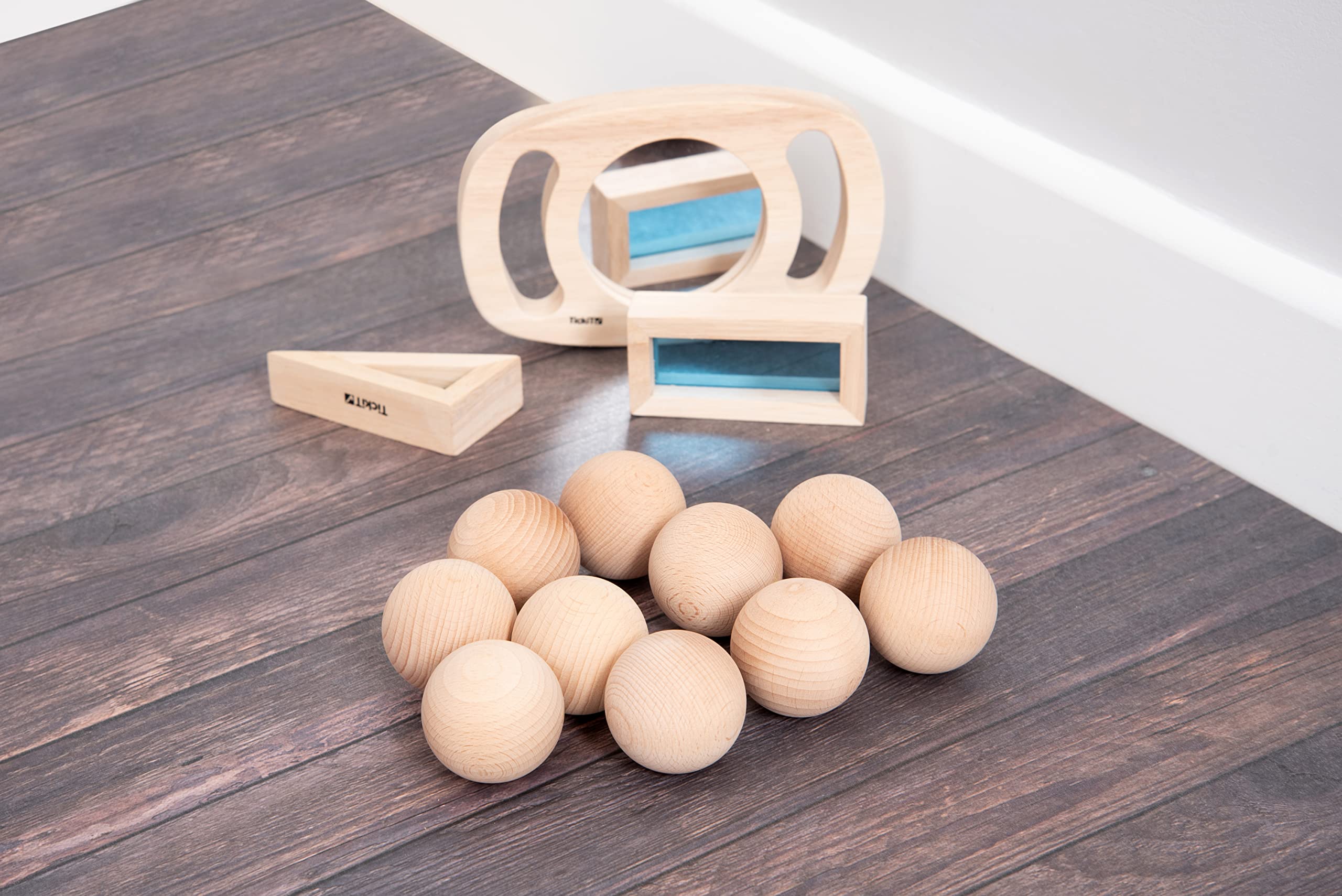 TickiT Wooden Sensory Heuristic Balls - Natural Beechwood Playset for Early Learning 7