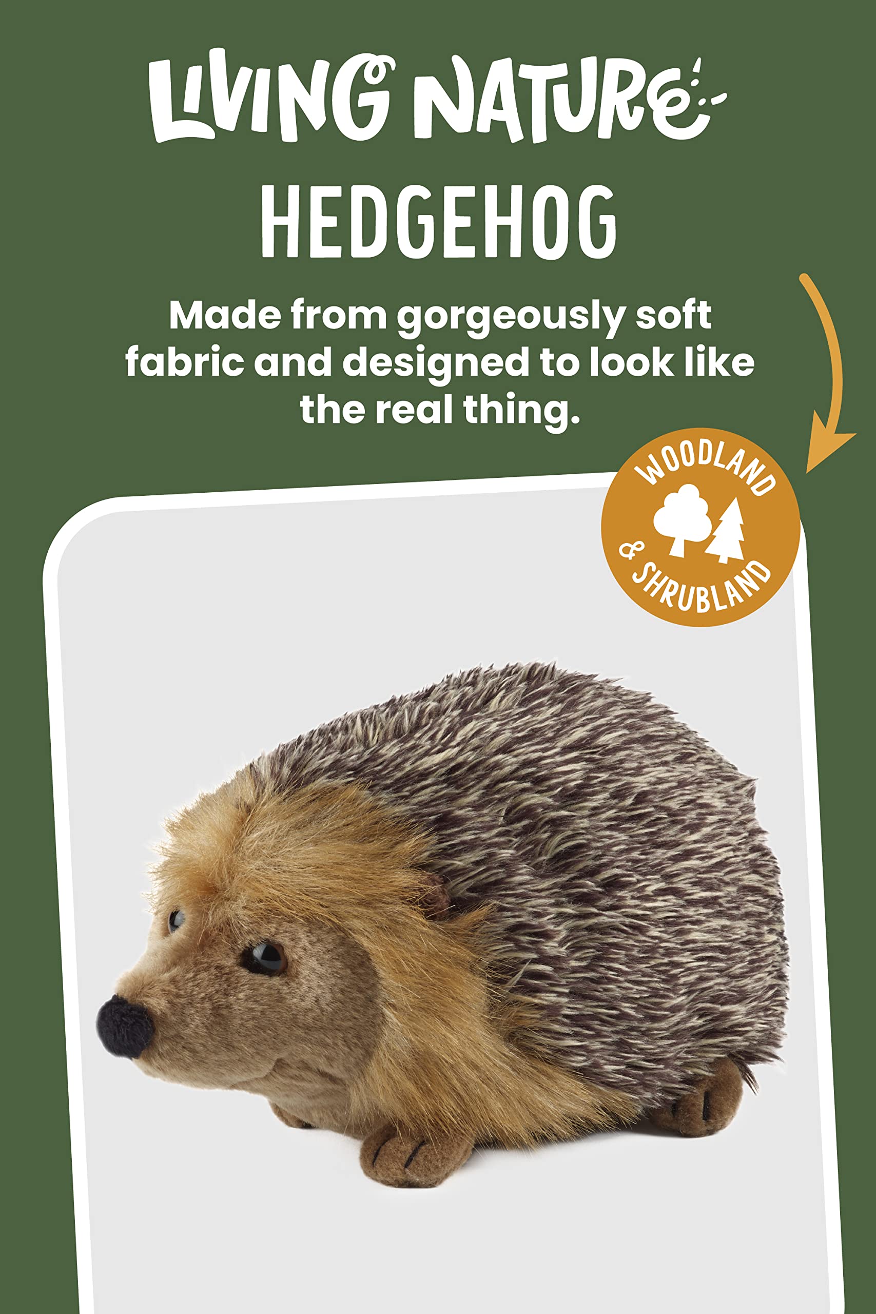 Living Nature Large Hedgehog Soft Toy - Realistic Plush with Educational Fact Tag 8