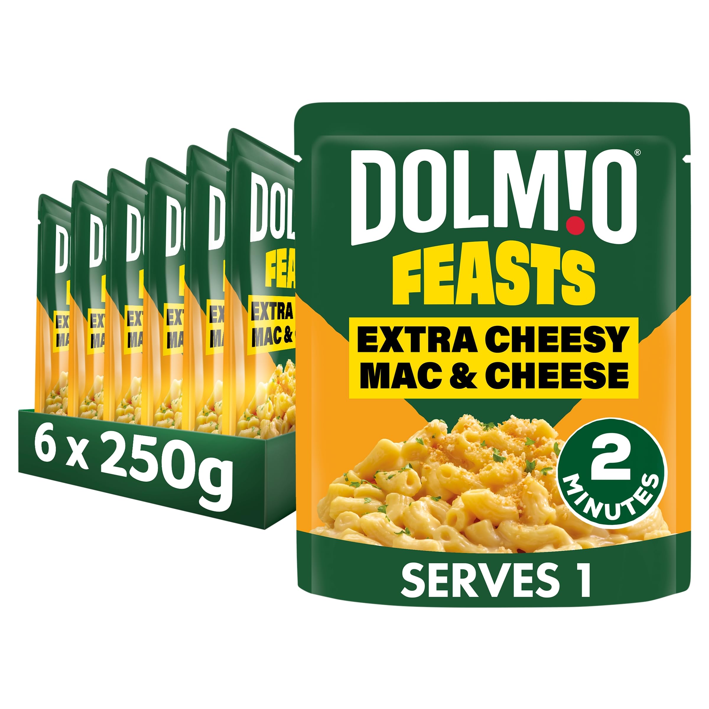 Dolmio Feasts Extra Cheesy Mac & Cheese Ready Meal - 6x 250g Microwave Pasta Meals