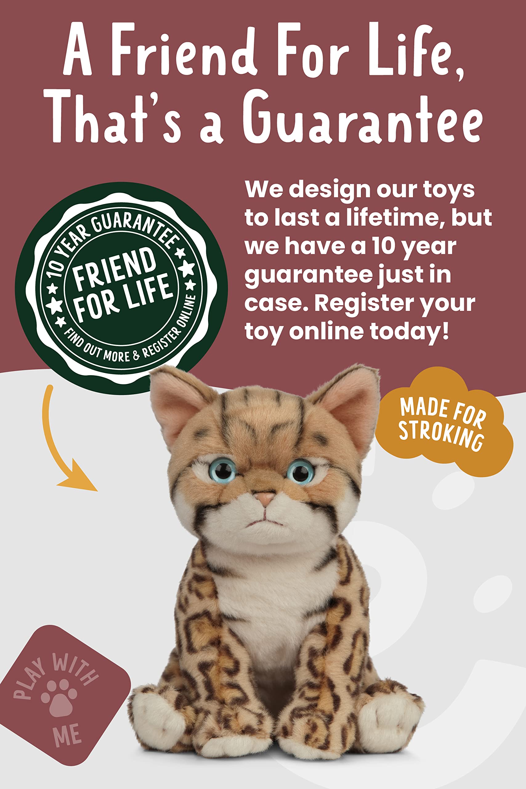 Living Nature Bengal Kitten Stuffed Animal - Realistic Soft Cuddly Cat Toy, 16.5cm, Brown 6