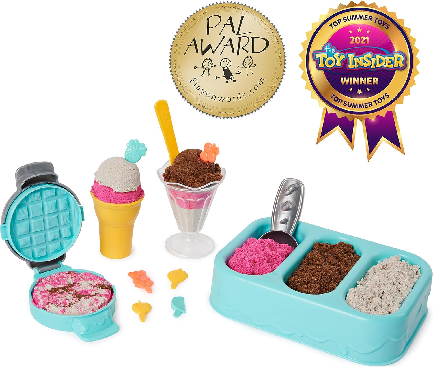 Kinetic Sand Scents Ice Cream Treats Playset - Scented Sand with 6 Tools & Toppings for Kids 3+ 10