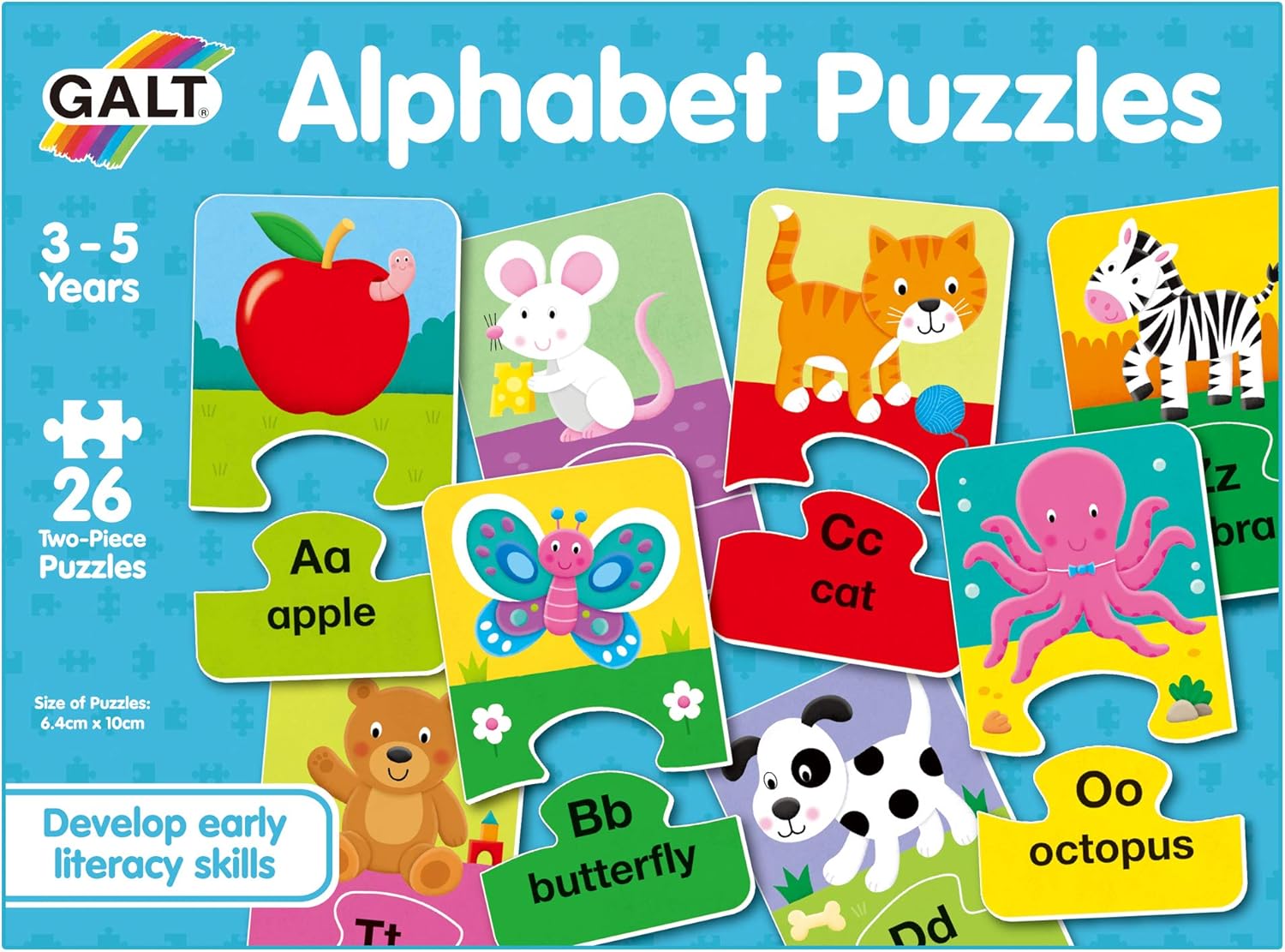 Galt Toys Alphabet Puzzles - 26 Two-Piece Educational Jigsaw Puzzles for Kids 3+ 7