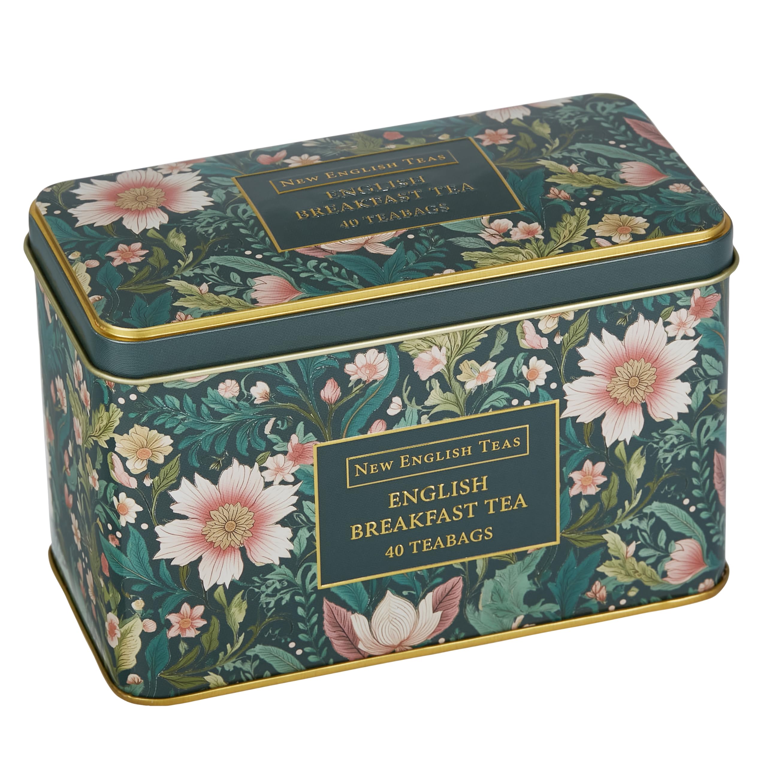 New English Teas Victorian Garden Tea Tin with 40 English Breakfast Teabags