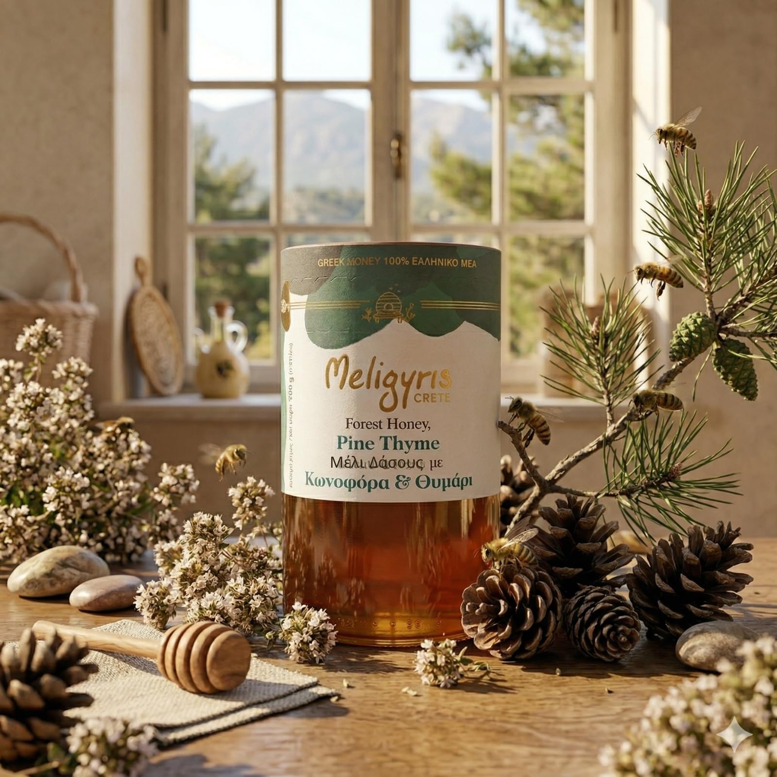 Meligyris Greek Forest Honey Pine & Thyme - Raw, Unfiltered, 450g