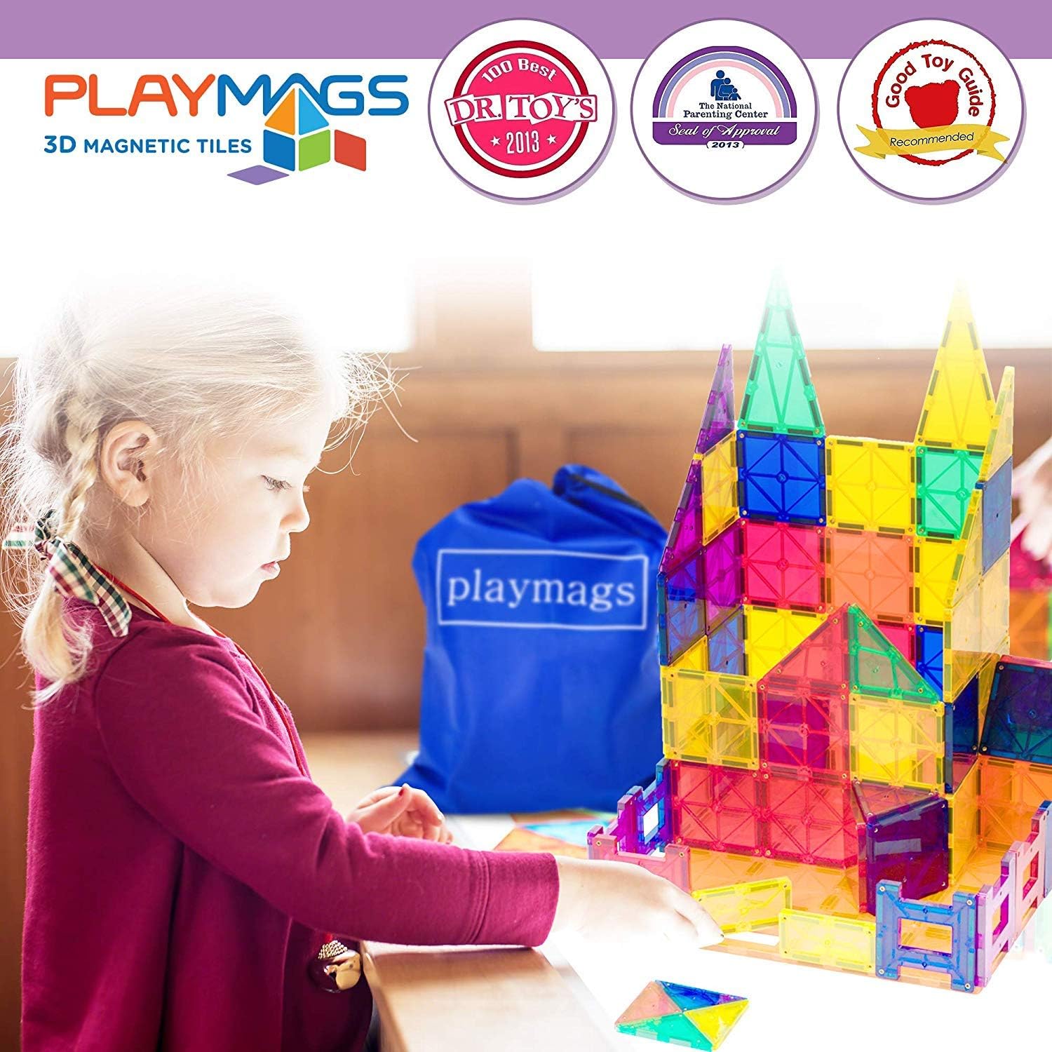 Playmags 3D Magnetic Blocks - 2-Piece Magnetic Car Set for Kids 5