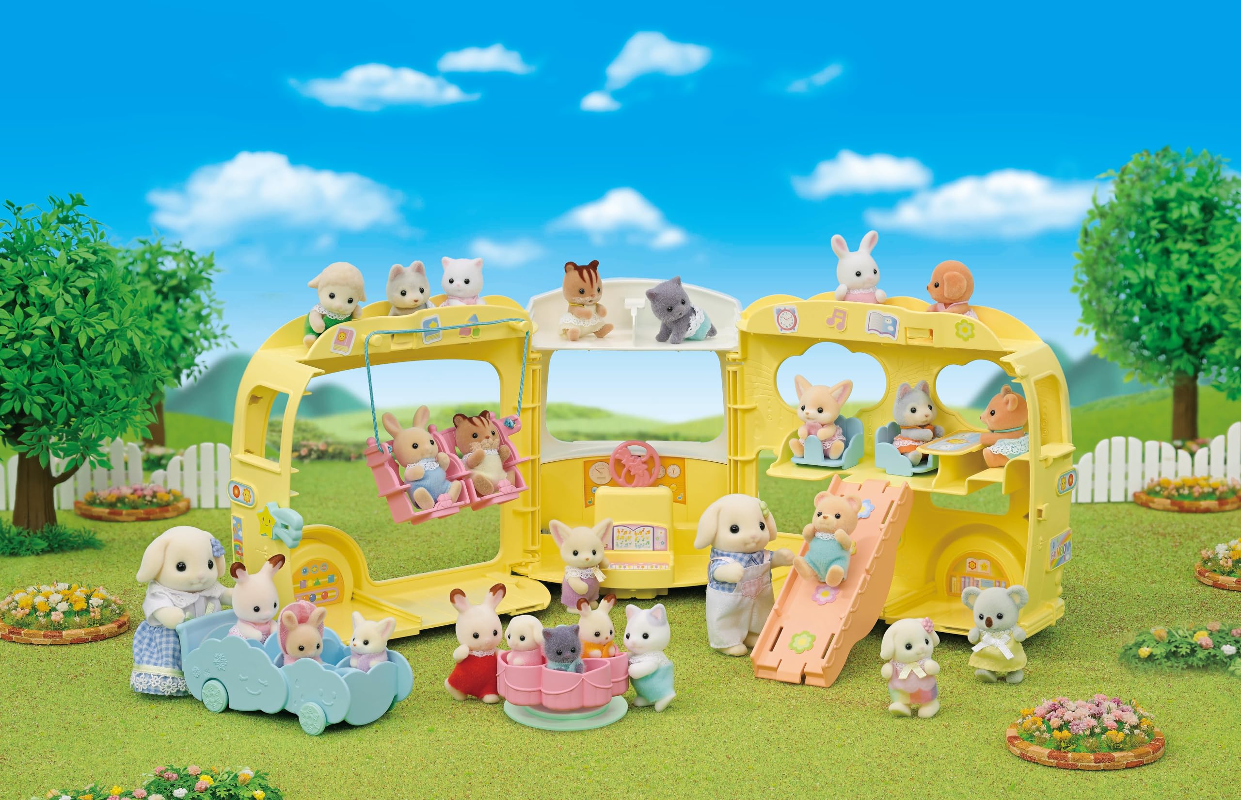 Sylvanian Families Rainbow Fun Nursery Bus Playset | Seats 28 Babies | Model 5744 4