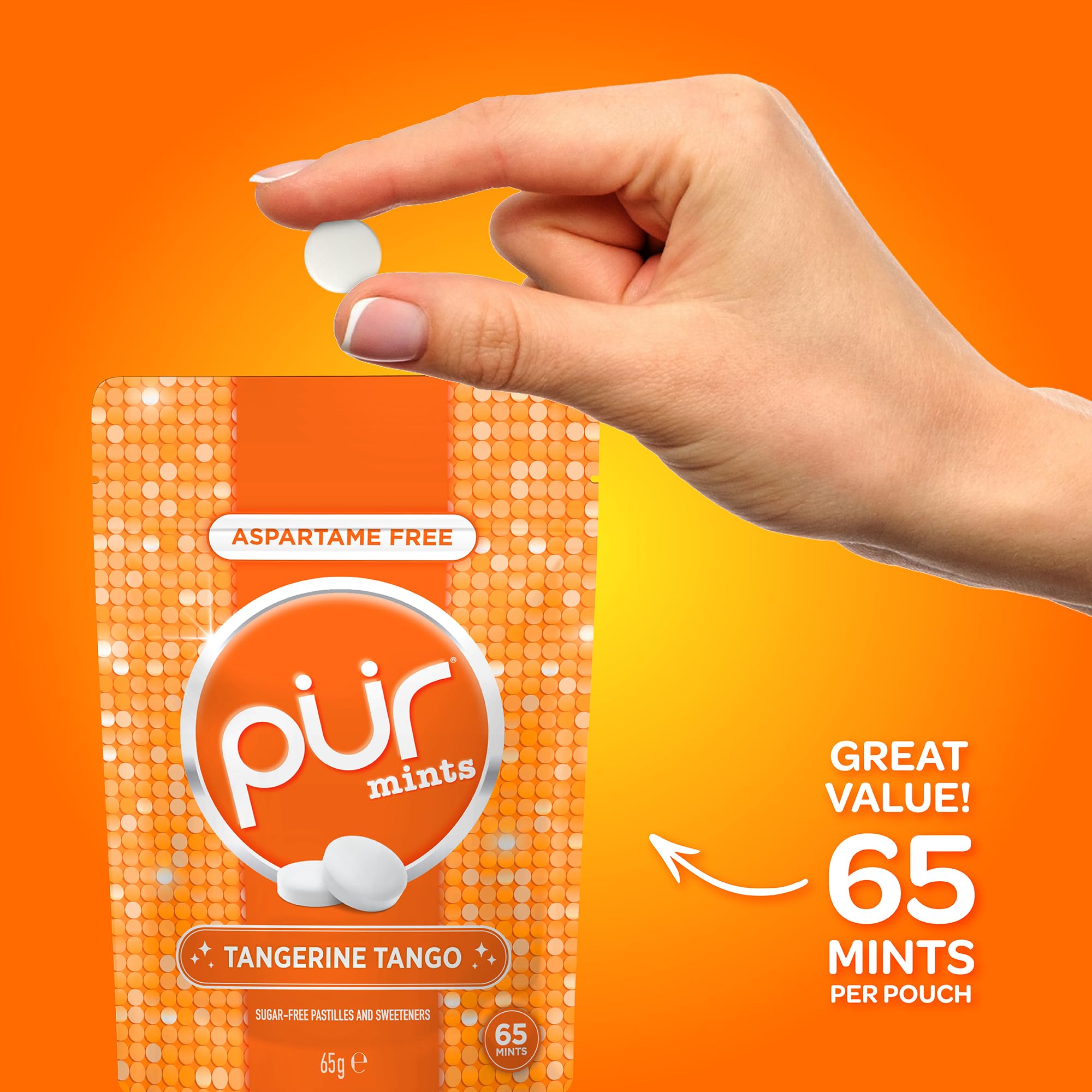 PUR Mints Tangerine Tango - Sugar Free, Aspartame Free, Xylitol Sweetened | 65 Count