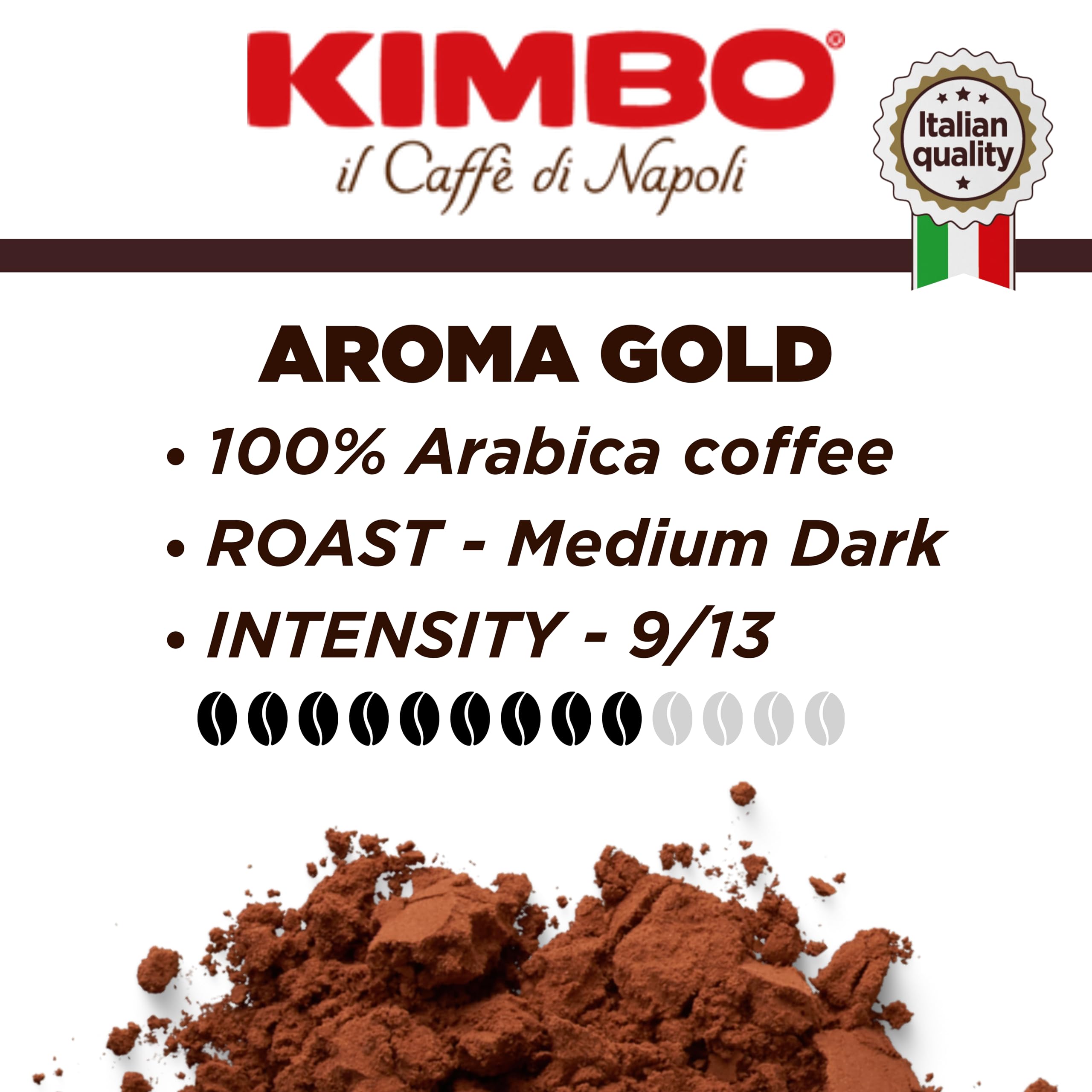 Kimbo Aroma Gold Italian Ground Coffee (5 x 250g) | 100% Arabica Medium Dark Roast from Naples 5