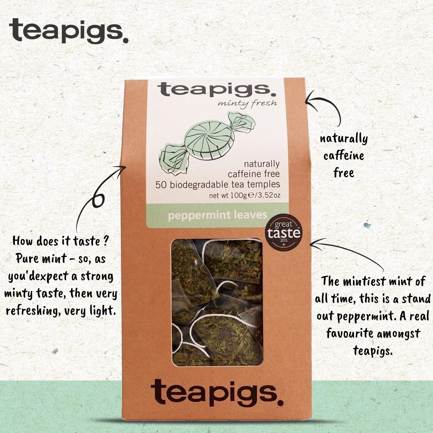 teapigs Peppermint Tea - Caffeine-Free Mint Tea Bags with Whole Peppermint Leaves - 50 Bags 7
